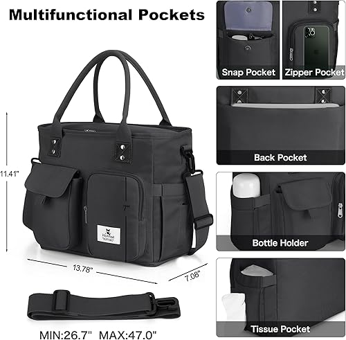 Miniatura 3 de Hafmall Lonchera grande aislada para mujeres y hombres, lonchera a prueba de fugas para adultos, bolsa de almuerzo de amplia apertura con correa