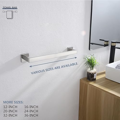 Miniatura 8 de KOKOSIRI Toallero individual de 16 pulgadas, soporte para toallas de cocina de baño, toallero de acero inoxidable SUS304 montado en la pared, cromo