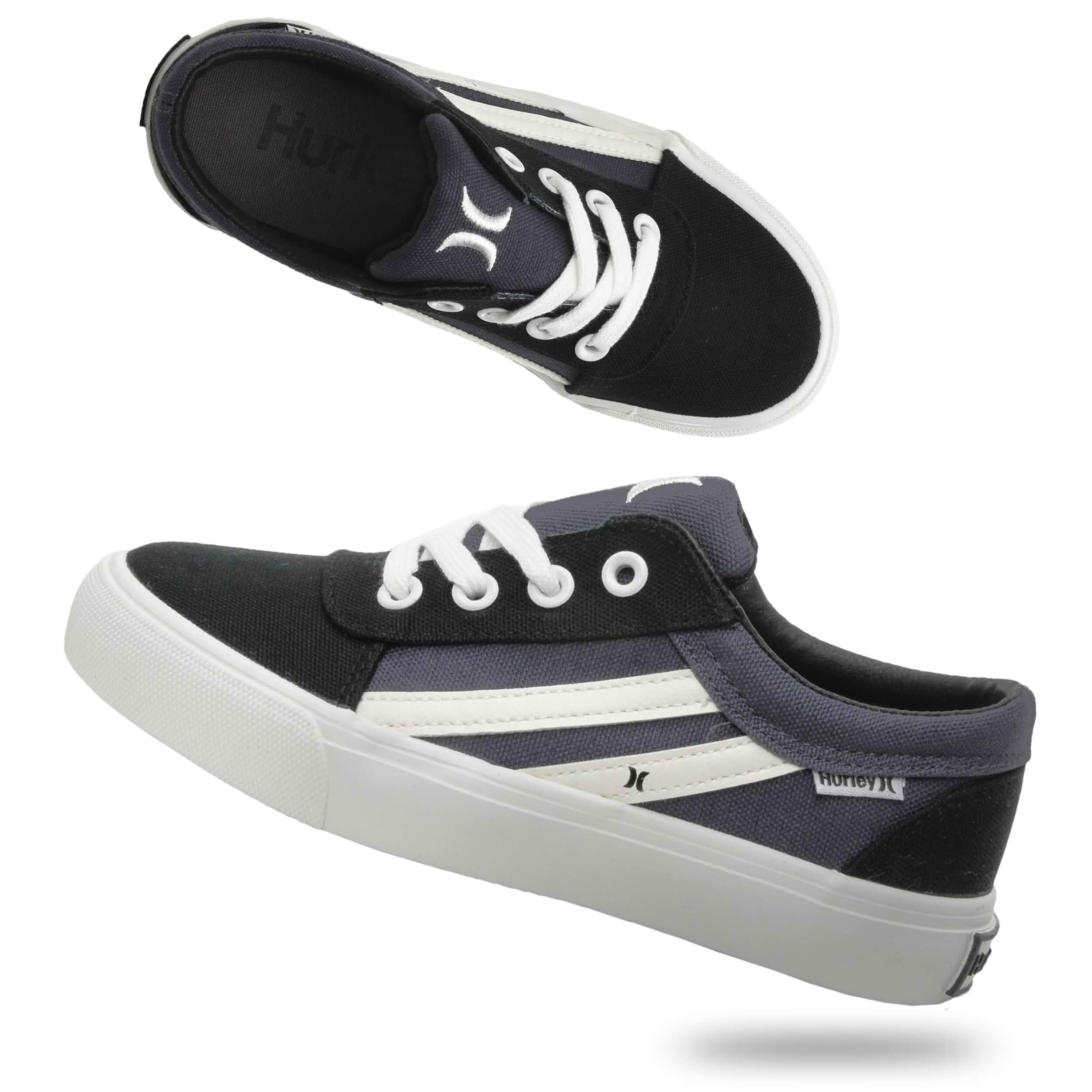 Hurley Boardy Kids Lace Up Canvas Sneakers – Low Cut Skateboarding Shoes for Kids, Sports Shoes for Boys and Girls