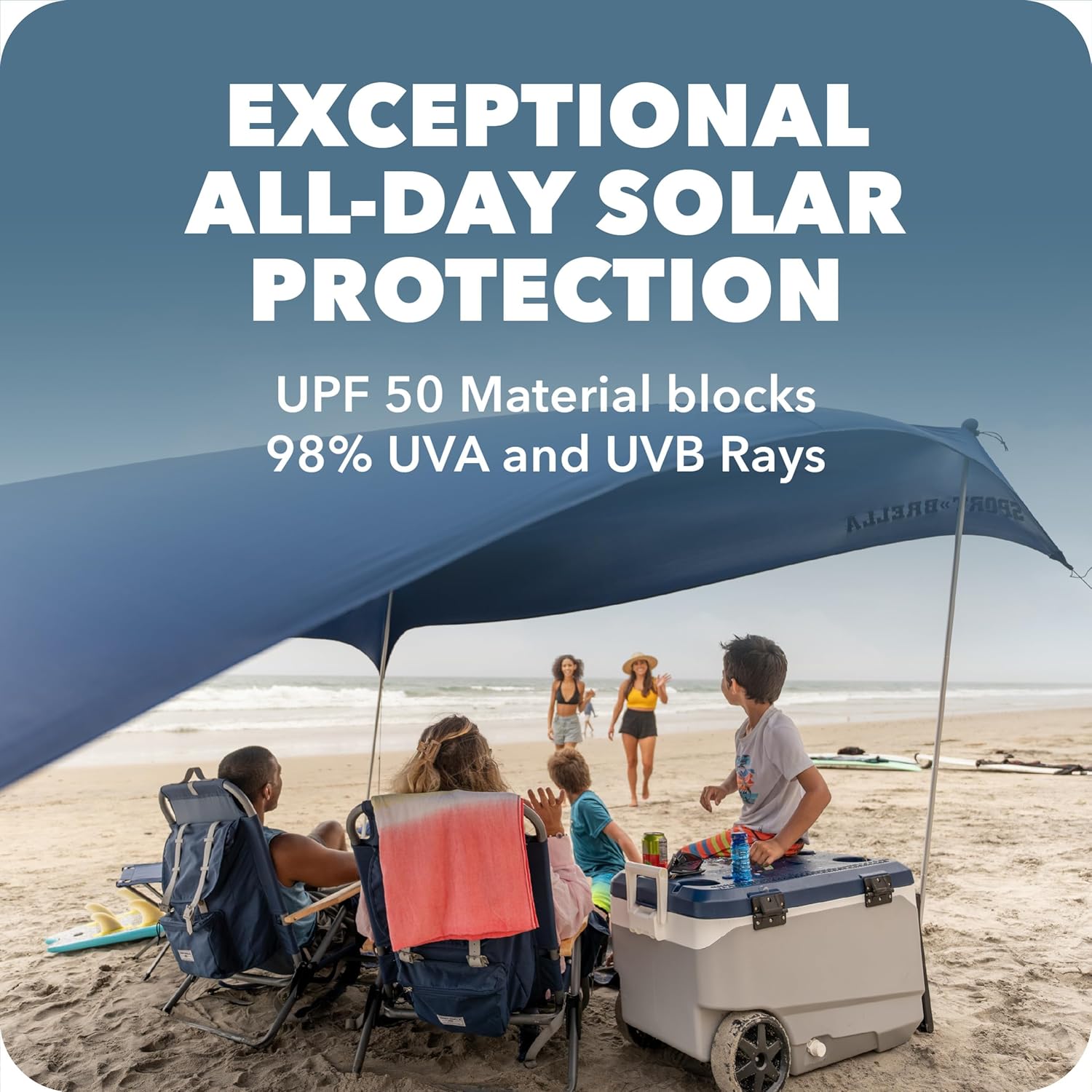 Sport-Brella Sol-Breeze Shelter UPF 50+ Sun and Rain Canopy for Camping, Beach and Sports Events (10x10)