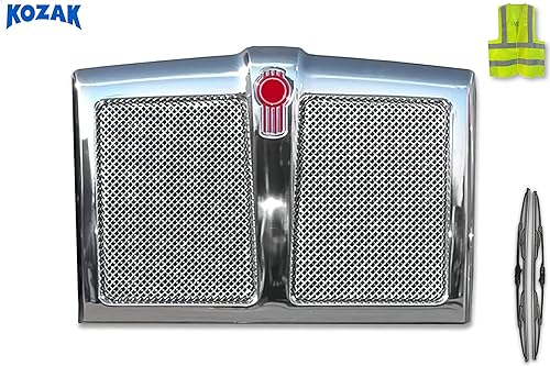 Miniatura 2 de KOZAK Marco de rejilla cromado con pantalla de insectos para Kenworth T880 PLUS Kenworth Logo Grill Emblema de parrilla, limpiaparabrisas de 2 x 22