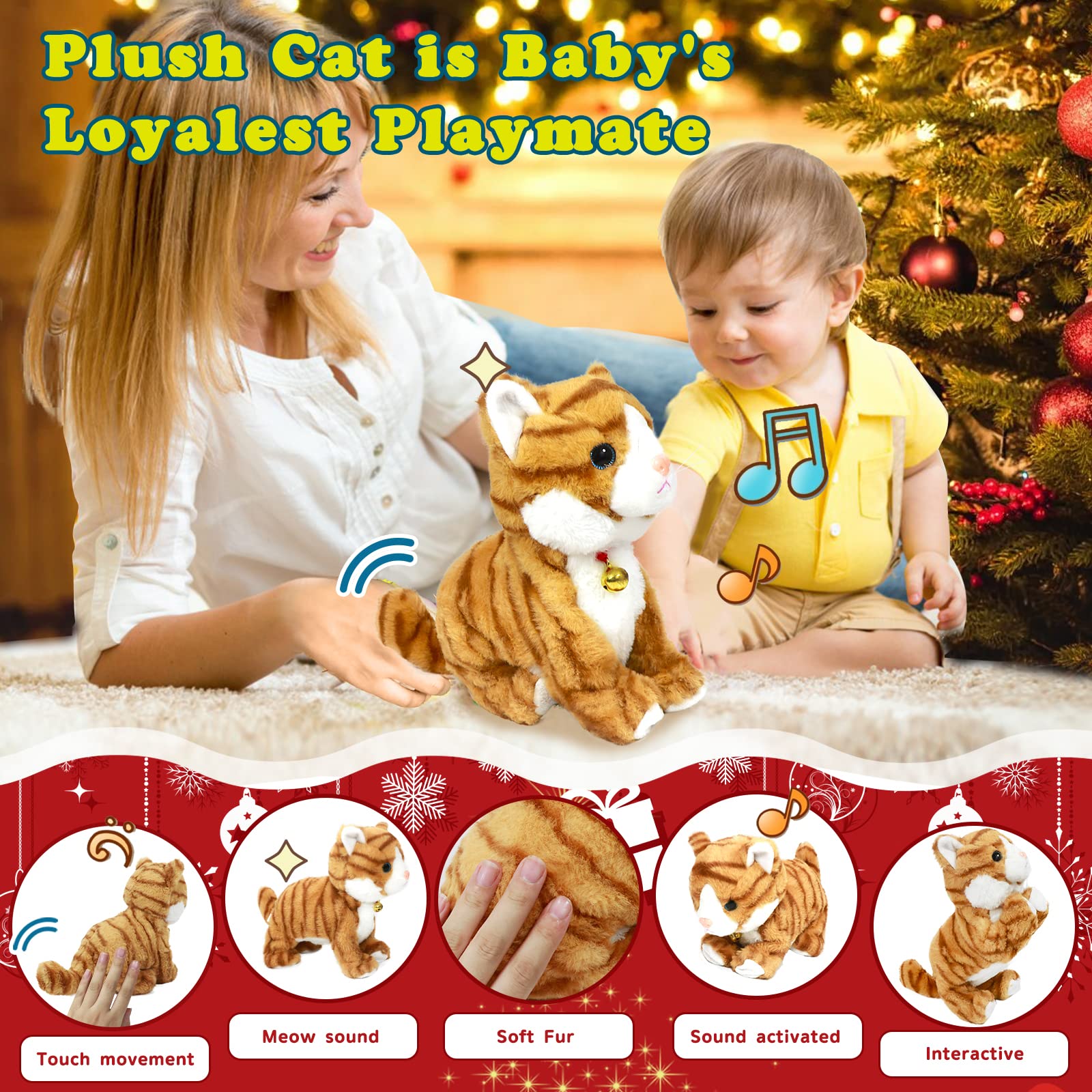 Gatto Robot Interattivo di Peluche, Giallo
