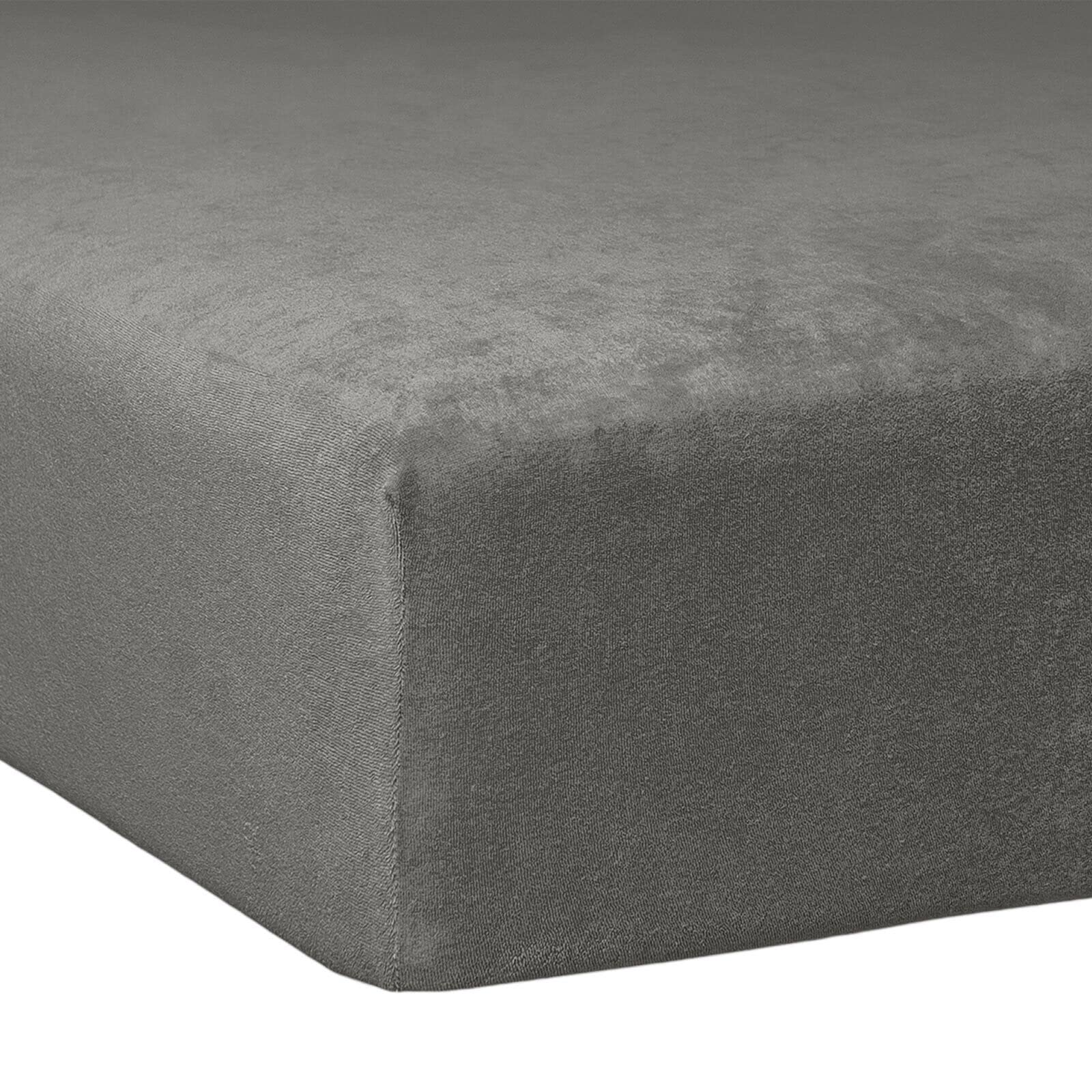 Traumschlaf weiches, elastisches Flausch Biber Boxspring Matratzen Spannbettlaken mit Rundumgummi, Größen 180x200 cm - 200x200 cm Schiefer