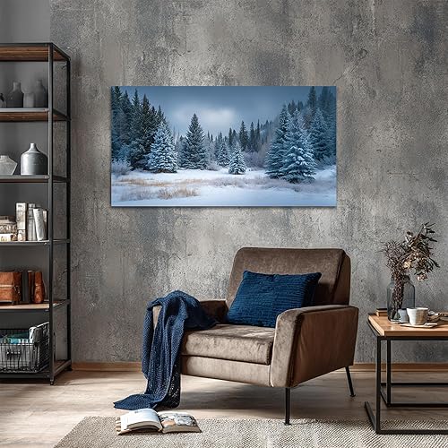 Miniatura 2 de RTWIB Paisaje forestal de invierno, arte de pared de naturaleza de invierno, decoración de pared para sala de estar, majestuoso bosque de