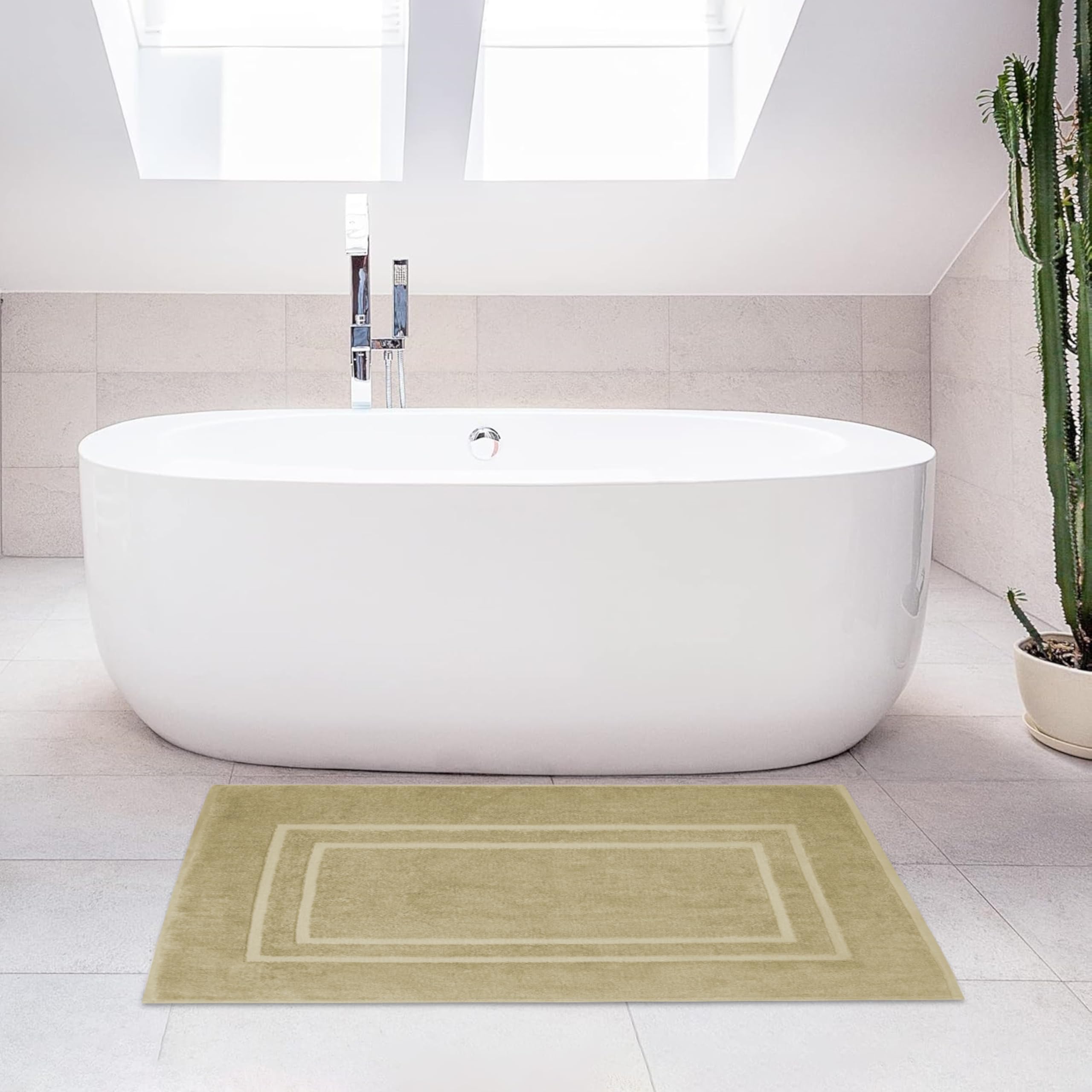 Feather & Stitch - Tappeto da bagno in lino, 2 pezzi, 100% cotone, ultra morbido, per doccia, camera da letto, soggiorno, cucina, assorbenti d'acqua, asciugatura rapida e spessi tappetini