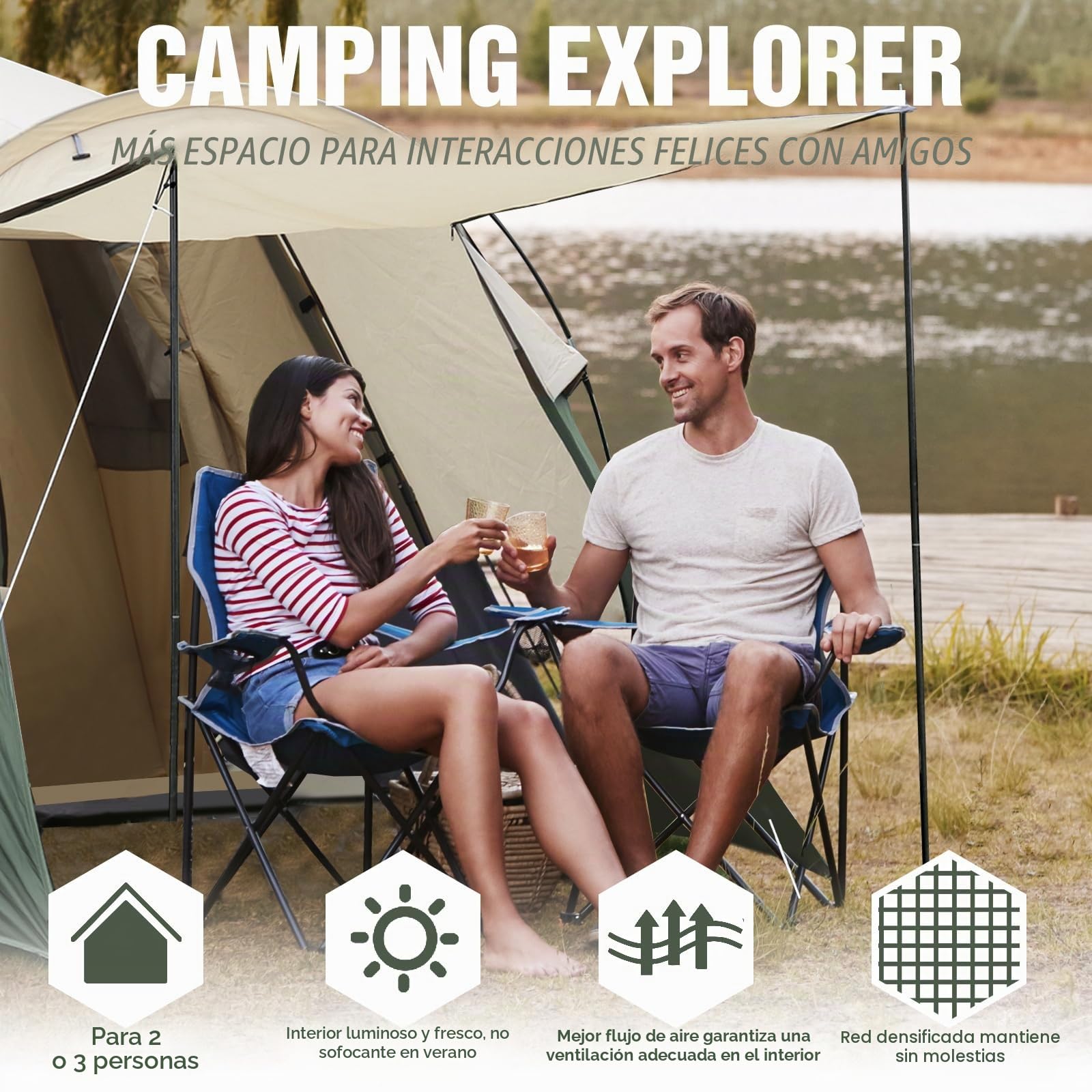 Tienda de campaña Chihee 2-3 Personas Pop Up Impermeable Cortaviento Refugio al Aire Libre