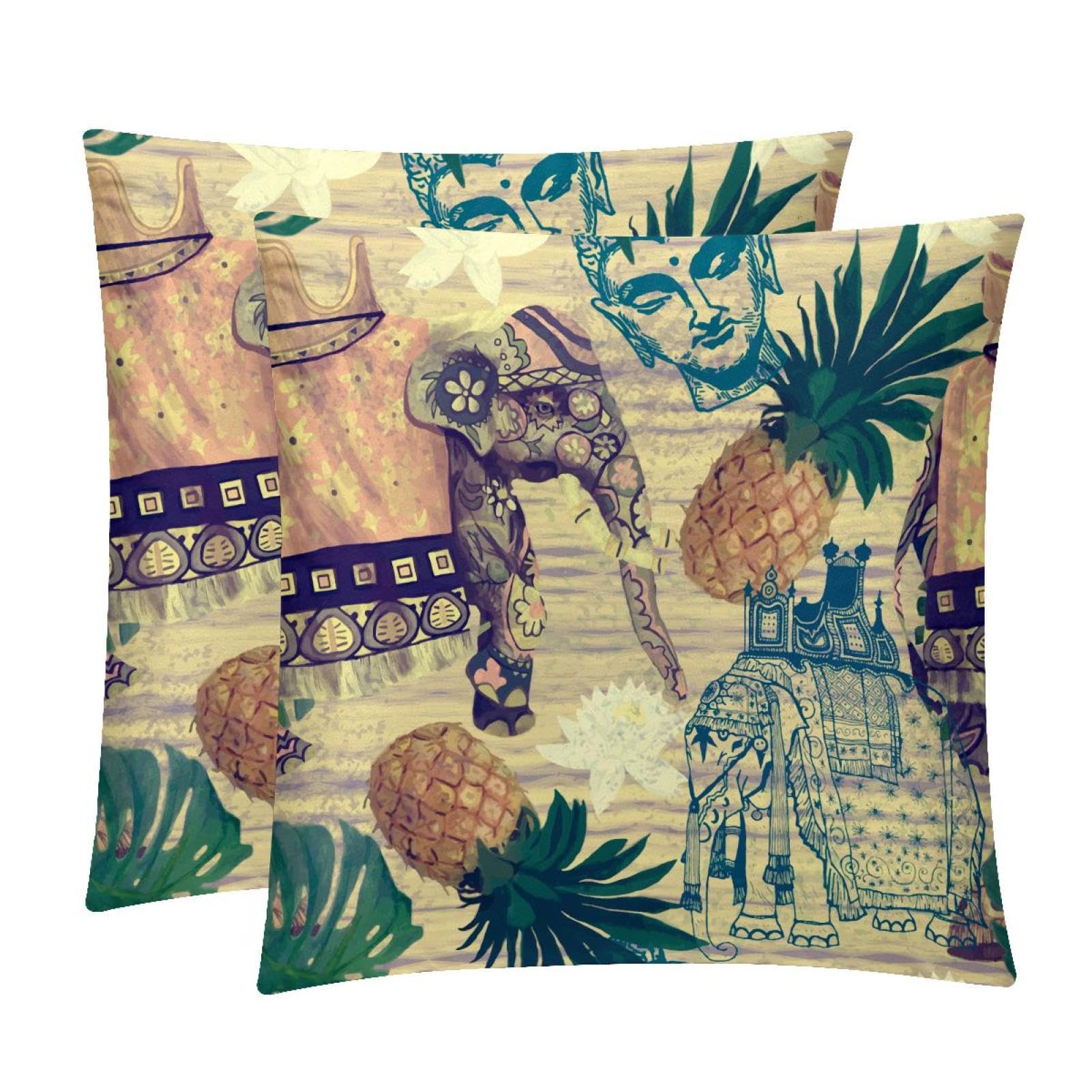 TDGKPZ Elephants Throw Pillow Covers 2 Pack Pillowcases Soft Cozy Pillow Cases For Couch Bed Sofa 40x40cm