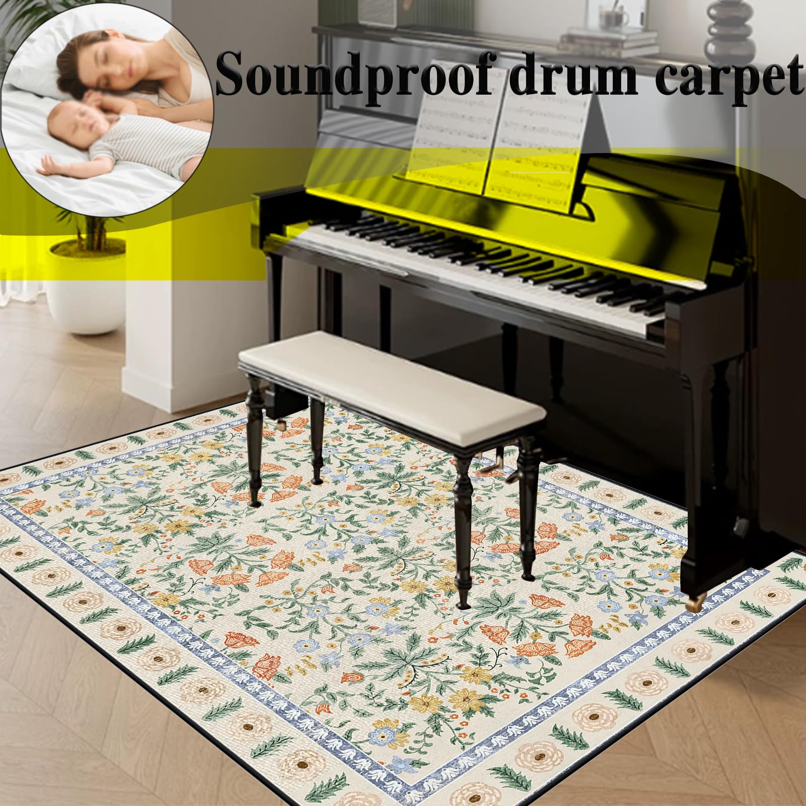 Dywaniki akustyczne, mata z baterią elektroniczną, 160 x 100 cm dźwiękoszczelna mata, mata bębnowa do pudełka na baterie akustyczne bębny i instrumenty muzyczne dźwiękoszczelny koc bębnowy