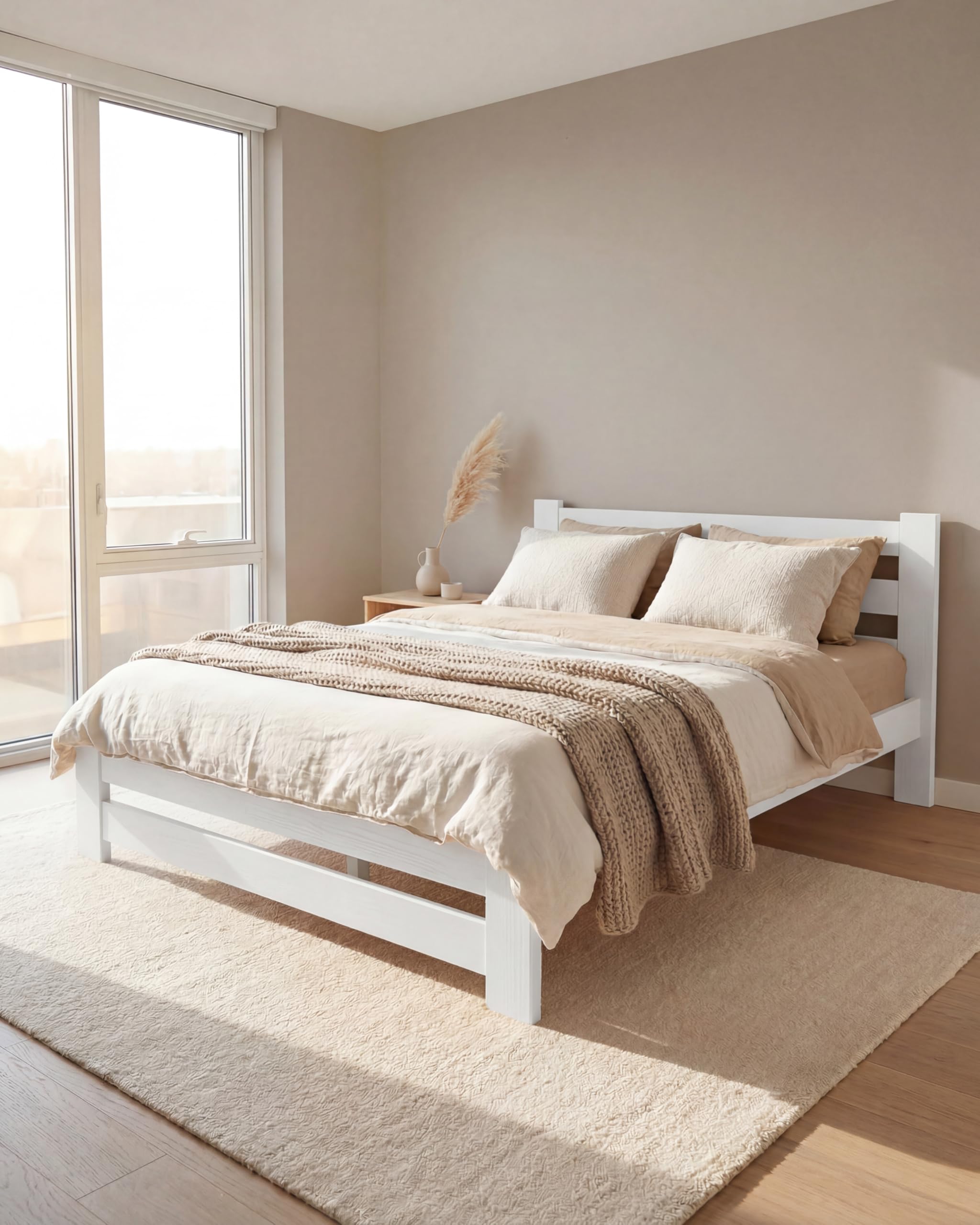 EcoBeds EKO Holzbett 180x200 cm Kiefer Massivholz bis 200 kg | Weiß - Doppelbett, Bettgestell mit Lattenrost und Stauraum, für Erwachsene, robust, einfache Montage