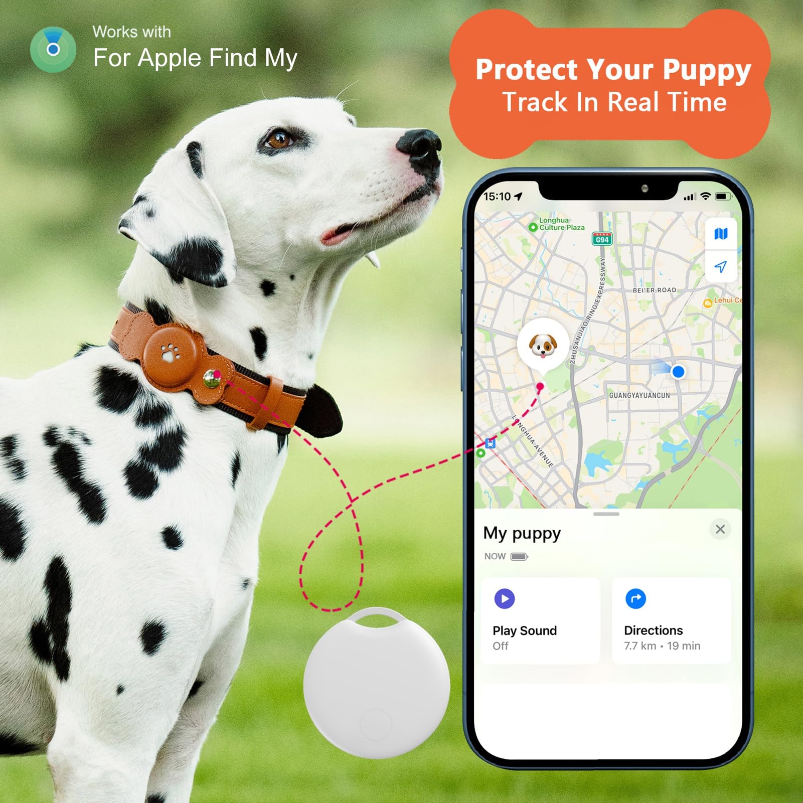 Collier pour animal de compagnie avec traqueur GPS, collier pour animal de compagnie avec GPS étanche, suivi réel de localisation, longue durée de vie, collier réglable pour animal domestique