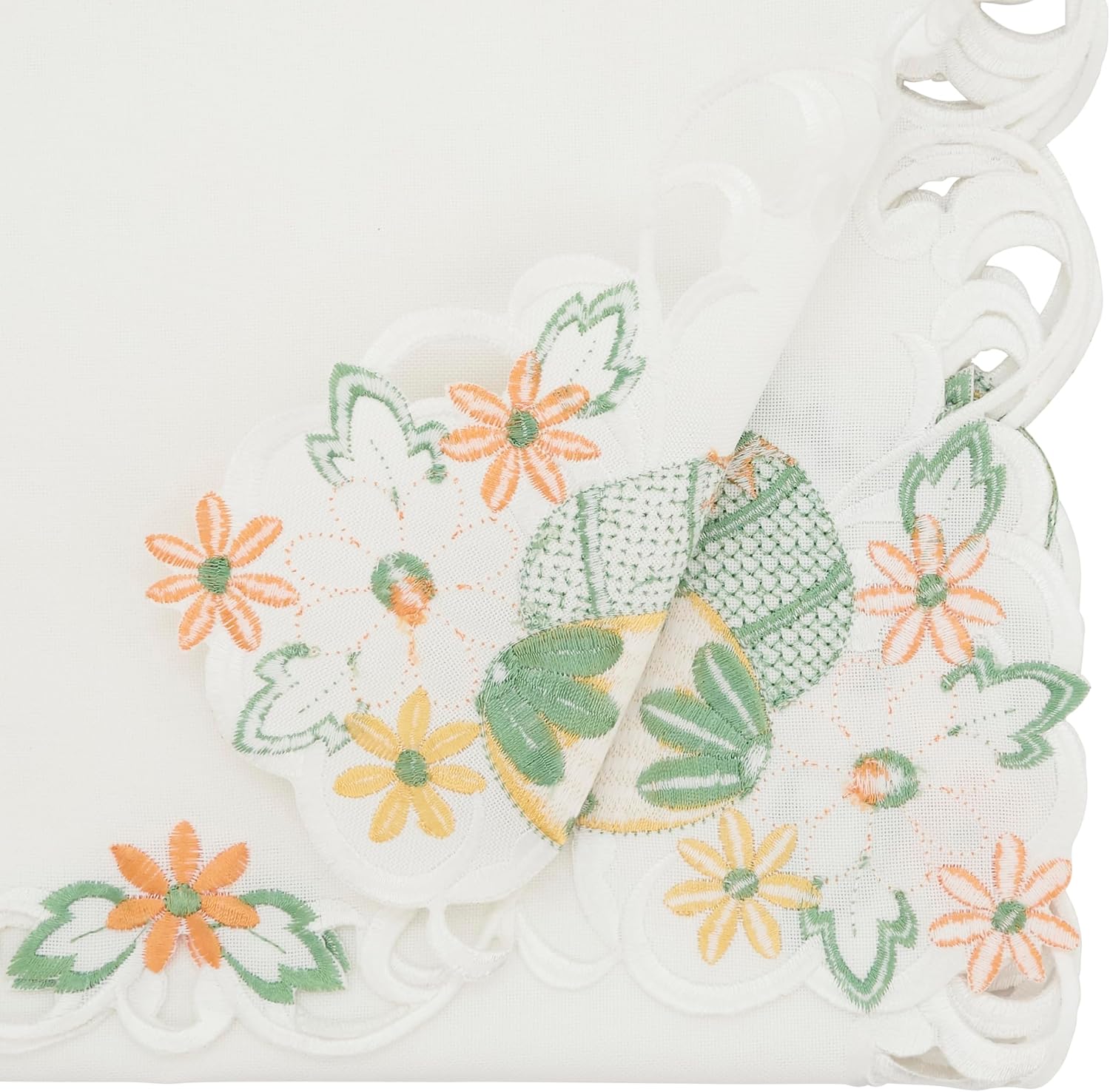 Saro Lifestyle Embroidered Easter Eggcellent Table Runner, White, 16"x120"