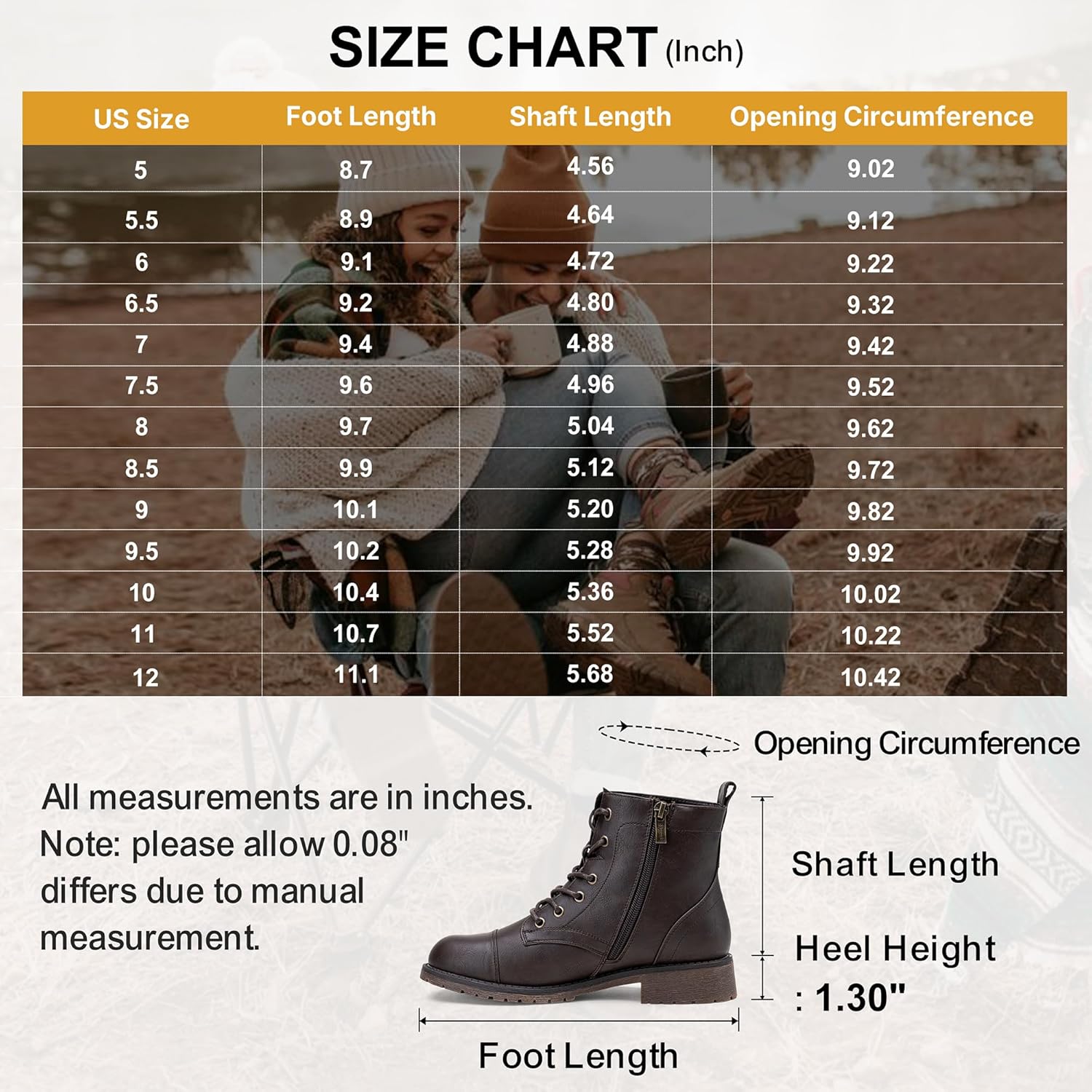 Vepose Women's 910 Ankle Boots Lace up, Flat Fashion Combat Booties Low Heel - Image 6