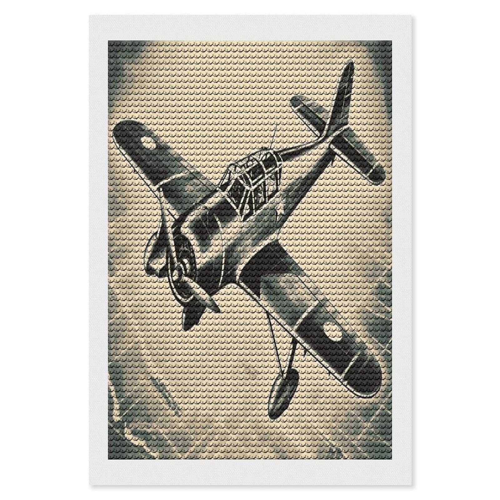 FekiLoot Retro Airplane Diamond Painting Kits for Beginners DIY Diamond Art Kits for Adults Full Drill Round Diamond Dot Gem Art Painting Fun DIY Crafts for Home Kitchen Wall Decor Gift 8"x12"