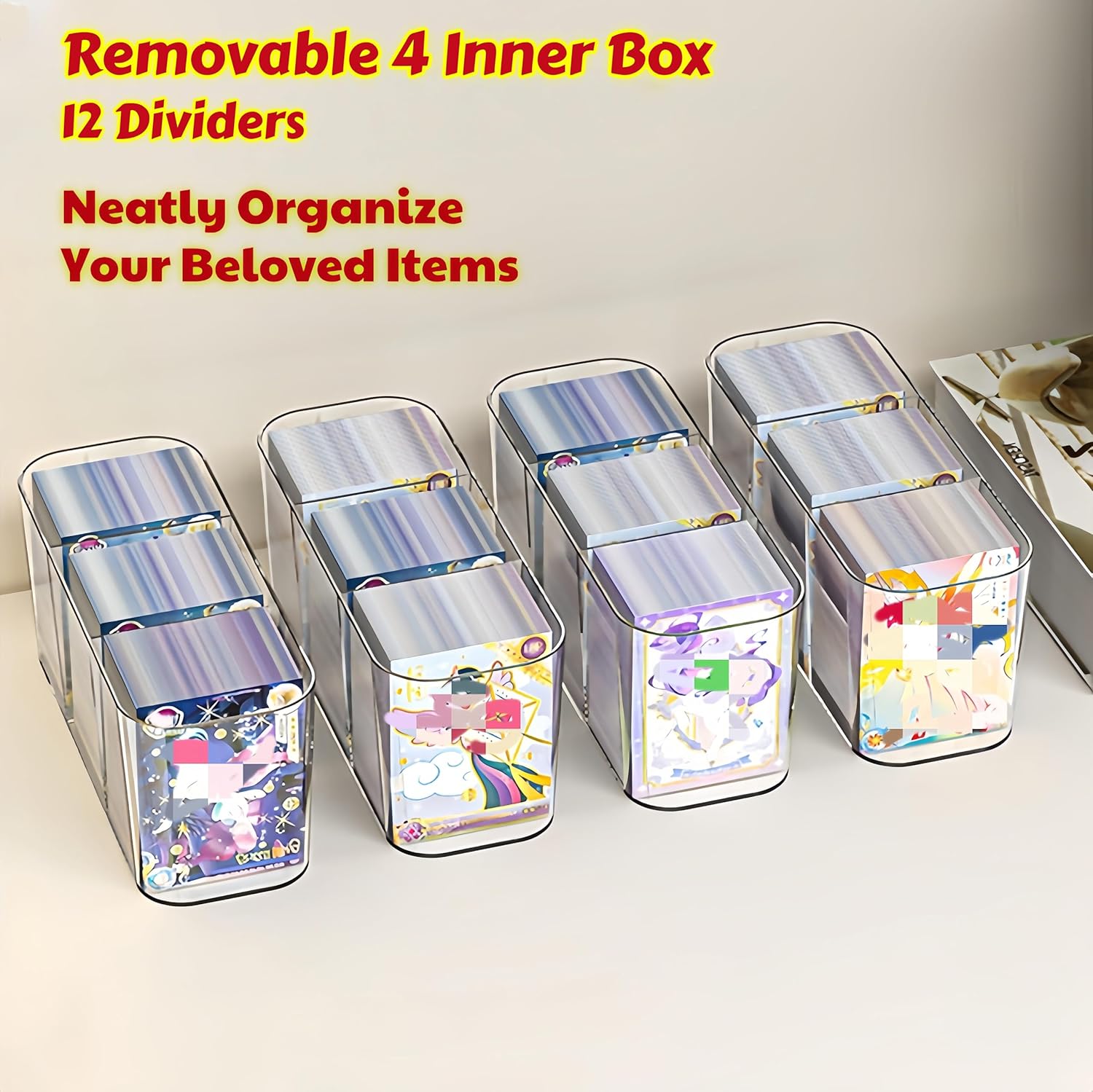 (2026 New) Craft Organizers And Storage With 12 Compartment,Acrylic Organizer Containers With Lids,Clear Bead Organizers And Storage With Handle,Airtight Sewing Box.4 Removable Inner Box. (Clear)