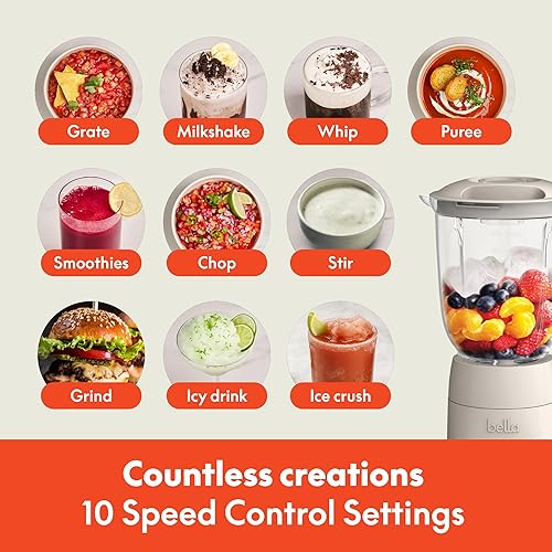 Miniatura 5 de bella Licuadora de encimera de 10 velocidades, exprimidor y máquina de batidos, se adapta a utensilios de cocina en cualquier lugar, diseño delgado