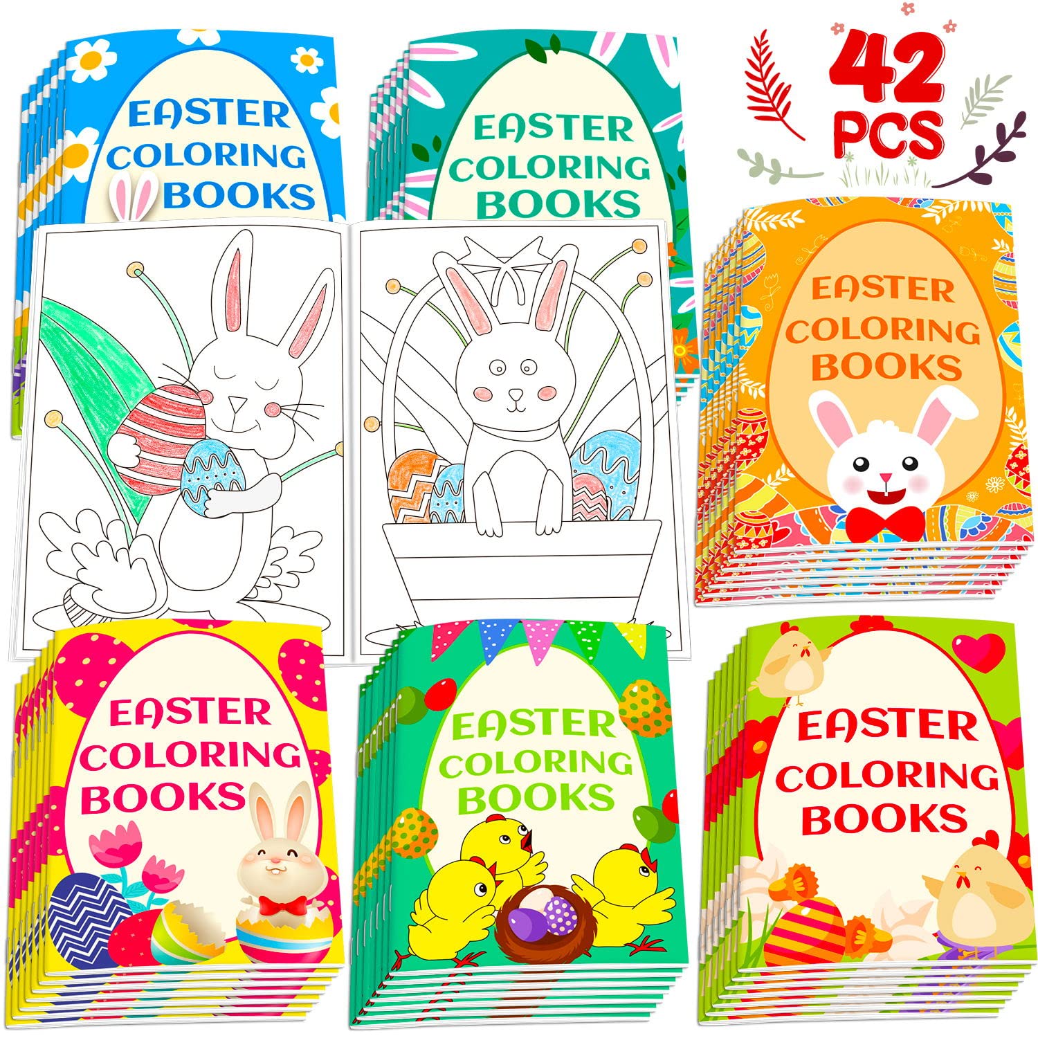 Lionoble 42 Pack Easter Coloring Books for Kids 1-3, 3-5, 4-8, Easter Basket Stuffers Bulk Gifts Mini Coloring Books Party Favors for Boys Girls School Classroom Goodie Bags Stuffer Activity Supplies