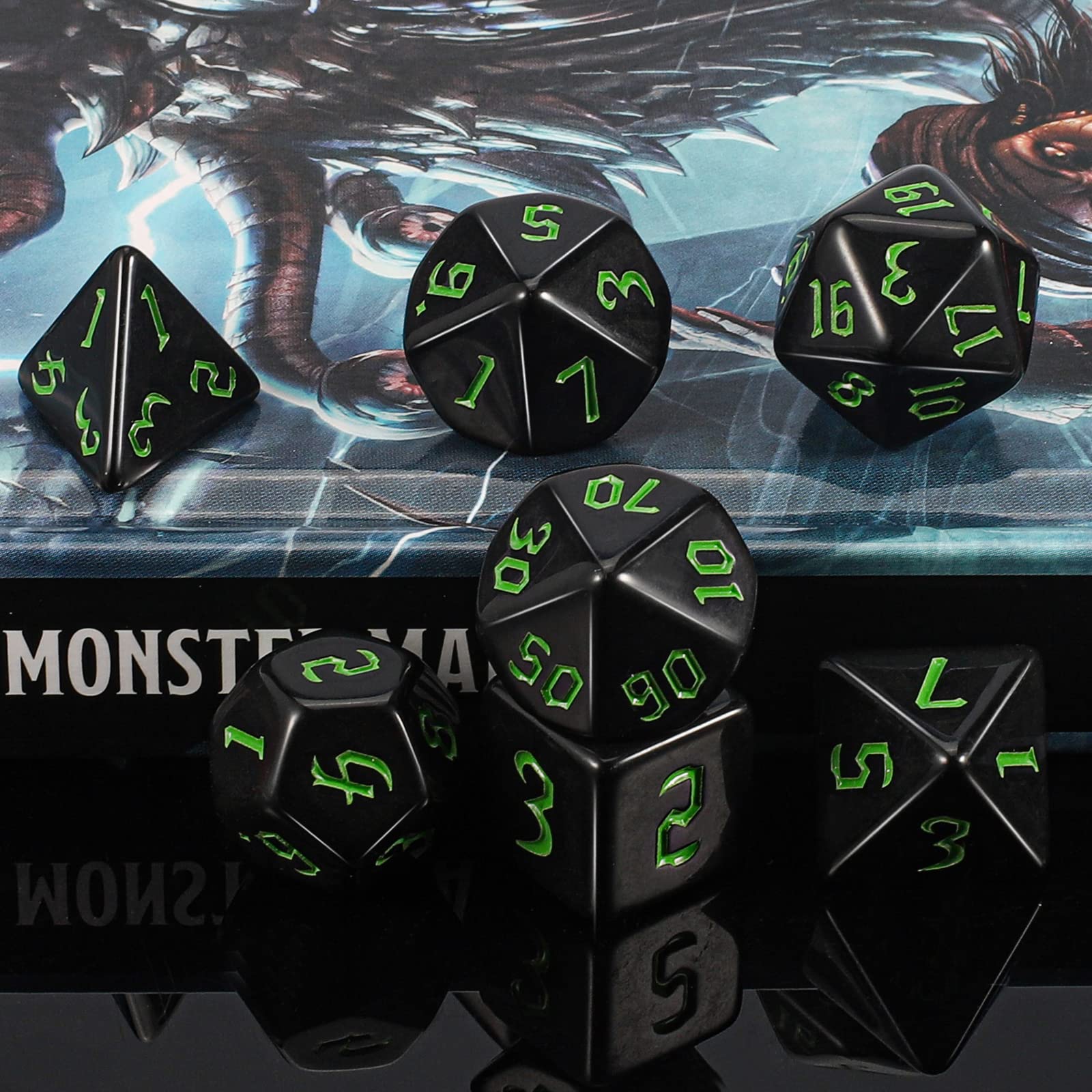 QMAY DND Dice Polyhedral Dice Set - 7pcs for Dungeon and QMAY DND Dice Polyhedral Dice Set - 7pcs for Dungeon and