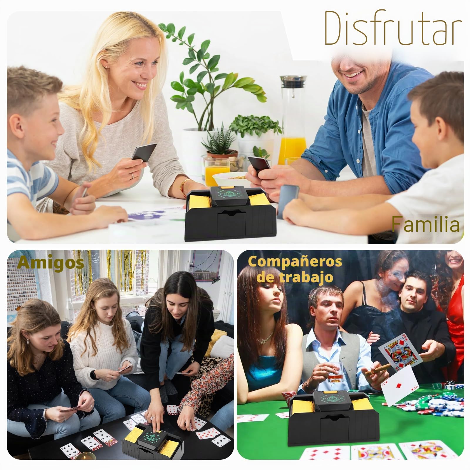 Barajador de Cartas Eléctrico, MXTIMWAN Barajador Automático de Cartas de 1 a 2 Barajas, a Pilas Máquina Barajadora de Cartas, para Jugar al Póquer, Texas Hold Em, Blackjack
