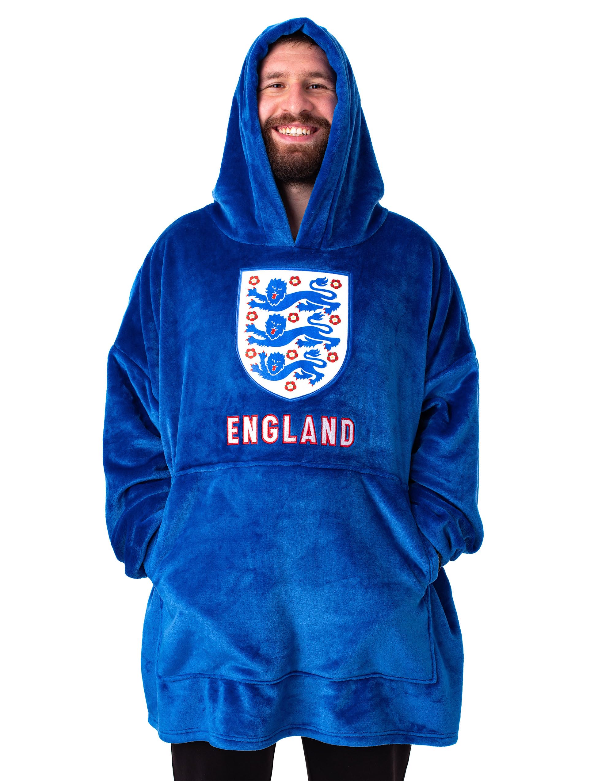 Vanilla Underground Men's Blue England Logo Blanket Hoodie (One Size)