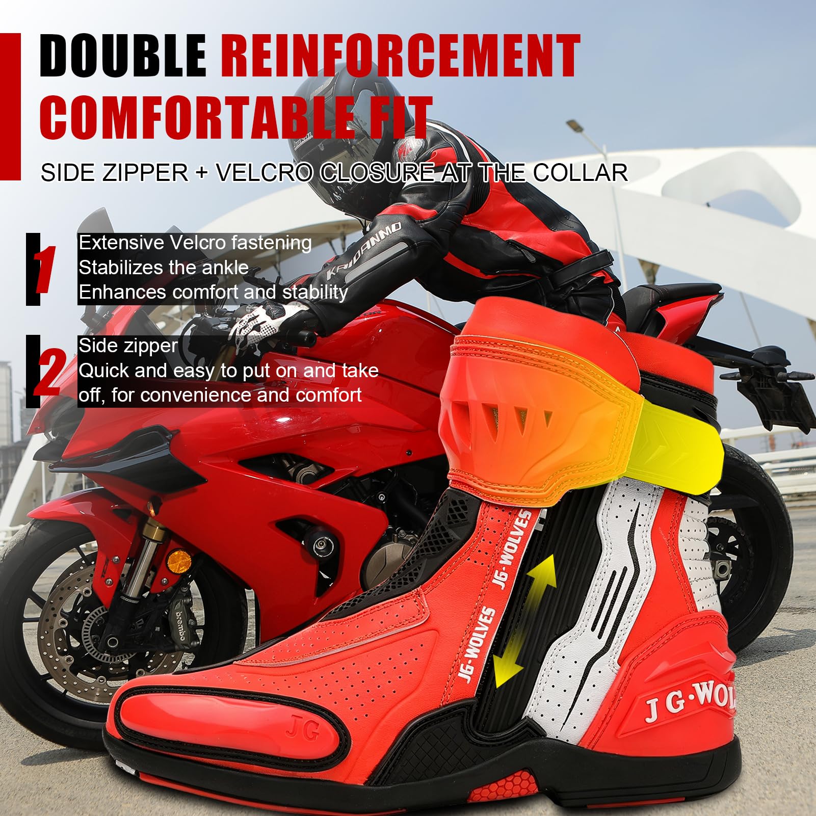 Stivali da Moto per Uomo e Donna, Scarpe da Moto in Pelle Traspiranti, Sneakers da Moto, Stivali da Moto con Supporto per La Caviglia, Suola Antiscivolo