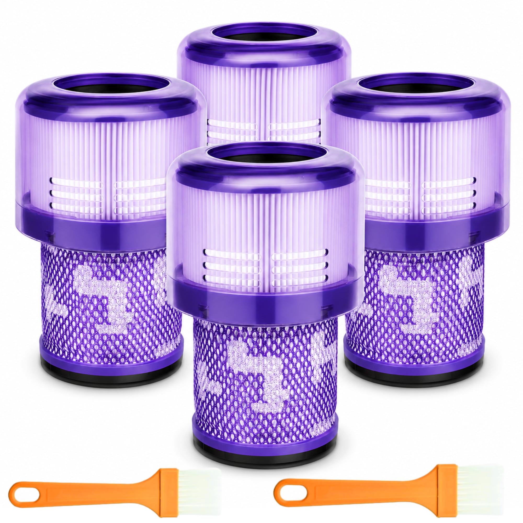 Replacement HEPA Filters for Dyson V12 Detect Slim Absolute, Detect Slim, Slim Motorhead, Slim Fluffy, SV34 SV35 — Post-Motor Filters 2 Cleaning Brush, Washable & Reusable