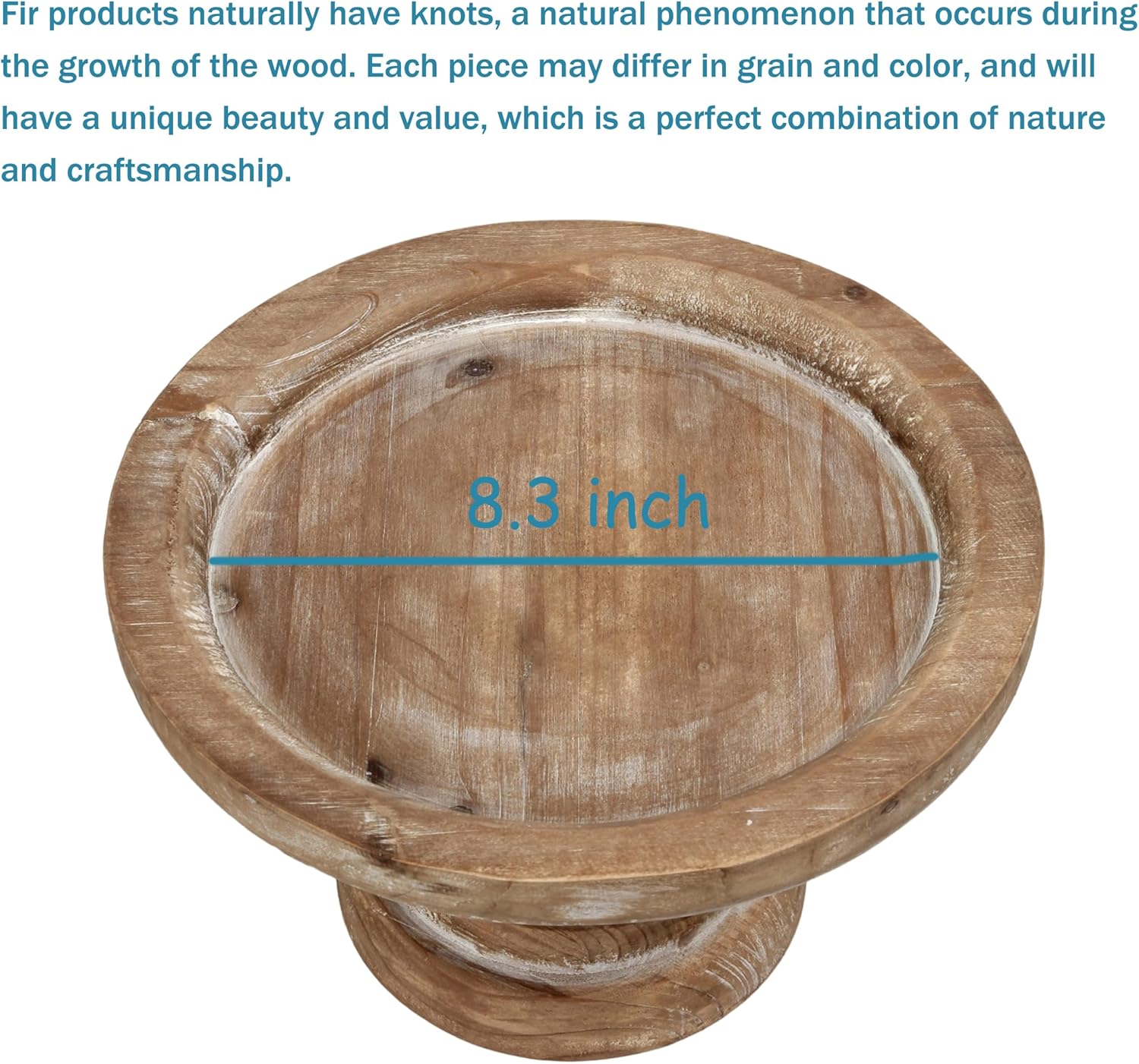 SOFE 11" Rustic Cake Stand, Round Vintage Cup Cake Stand, Natural Wood Cake Stand with Pedestal Dessert Display, Farmhouse Cake Holder Perfect for Weddings, Birthdays and Country Decor