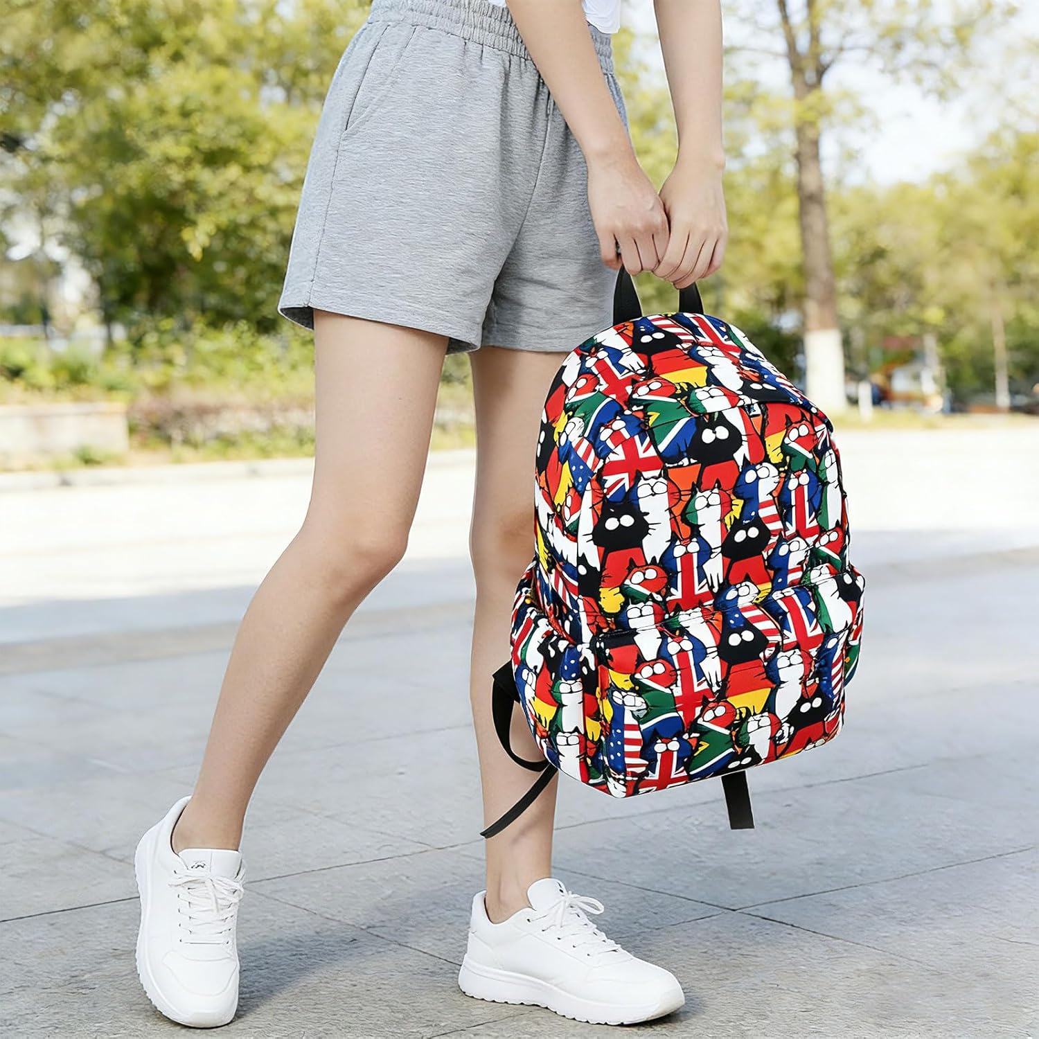 Cat School Backpack for Girls Boys Teens Bookbag 17 Inch Laptop Backpack for Sports Travel Camping