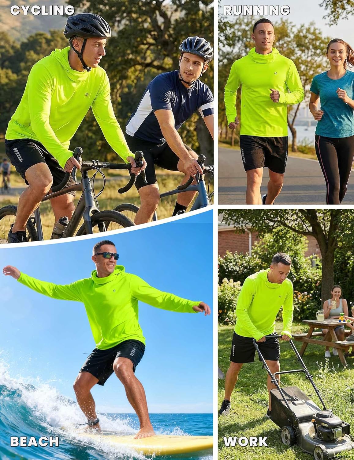 PINSPARK UPF 50+ Sun Protection Hoodie Men with Mask Quick Dry Long Sleeve Fishing Hiking Shirts UV Rash Guard Lightweight