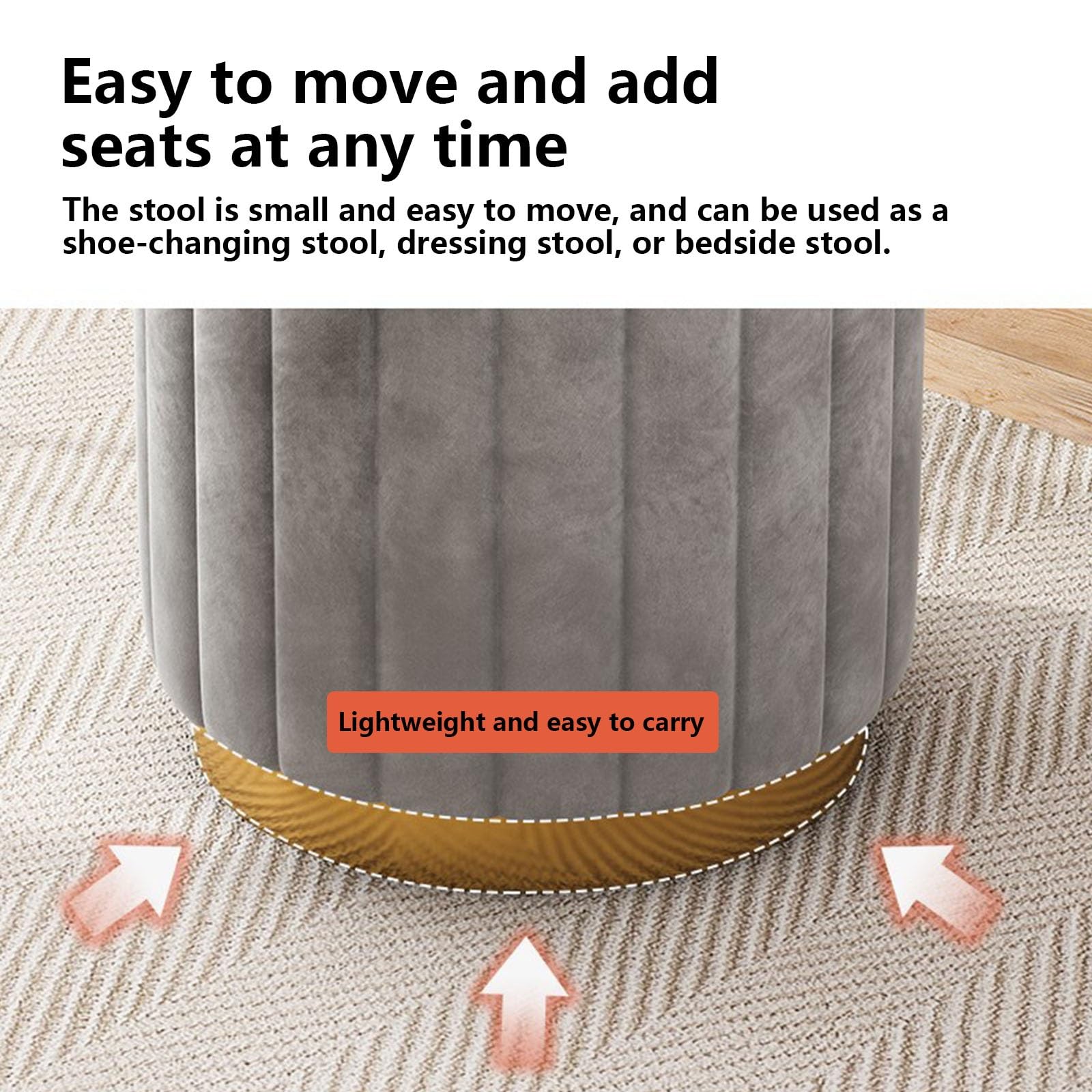 Pouf rotondo in velluto – Seduta versatile con scomparto nascosto per soggiorno, camera da letto, ufficio
