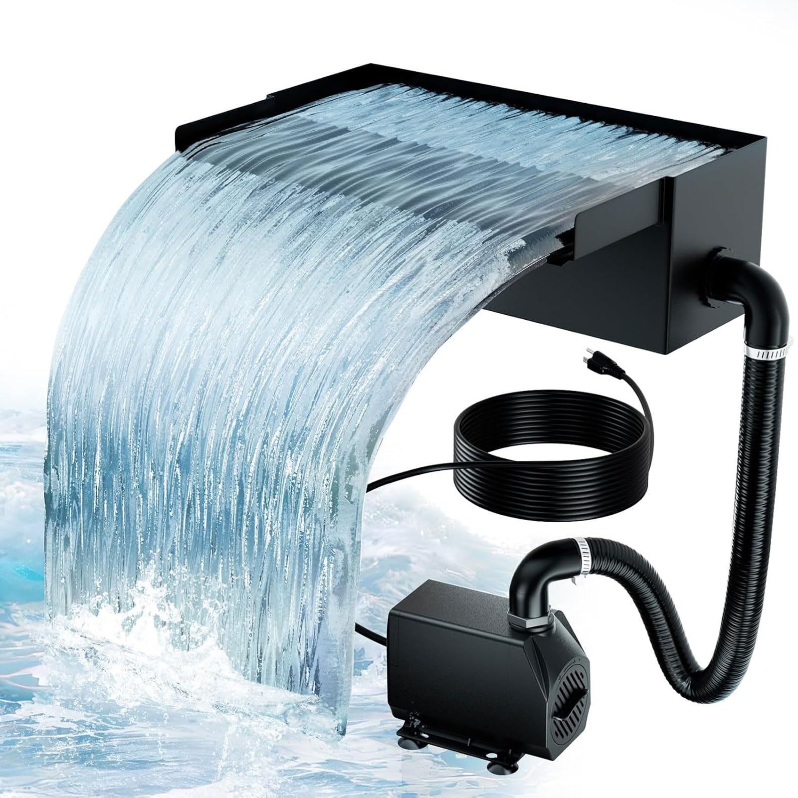 Set completo di scarico a cascata, kit in acciaio inox con pompa e filtraggio per laghetto da giardino, piscina, patio, fontanella per migliorare la tua oasi all'aperto