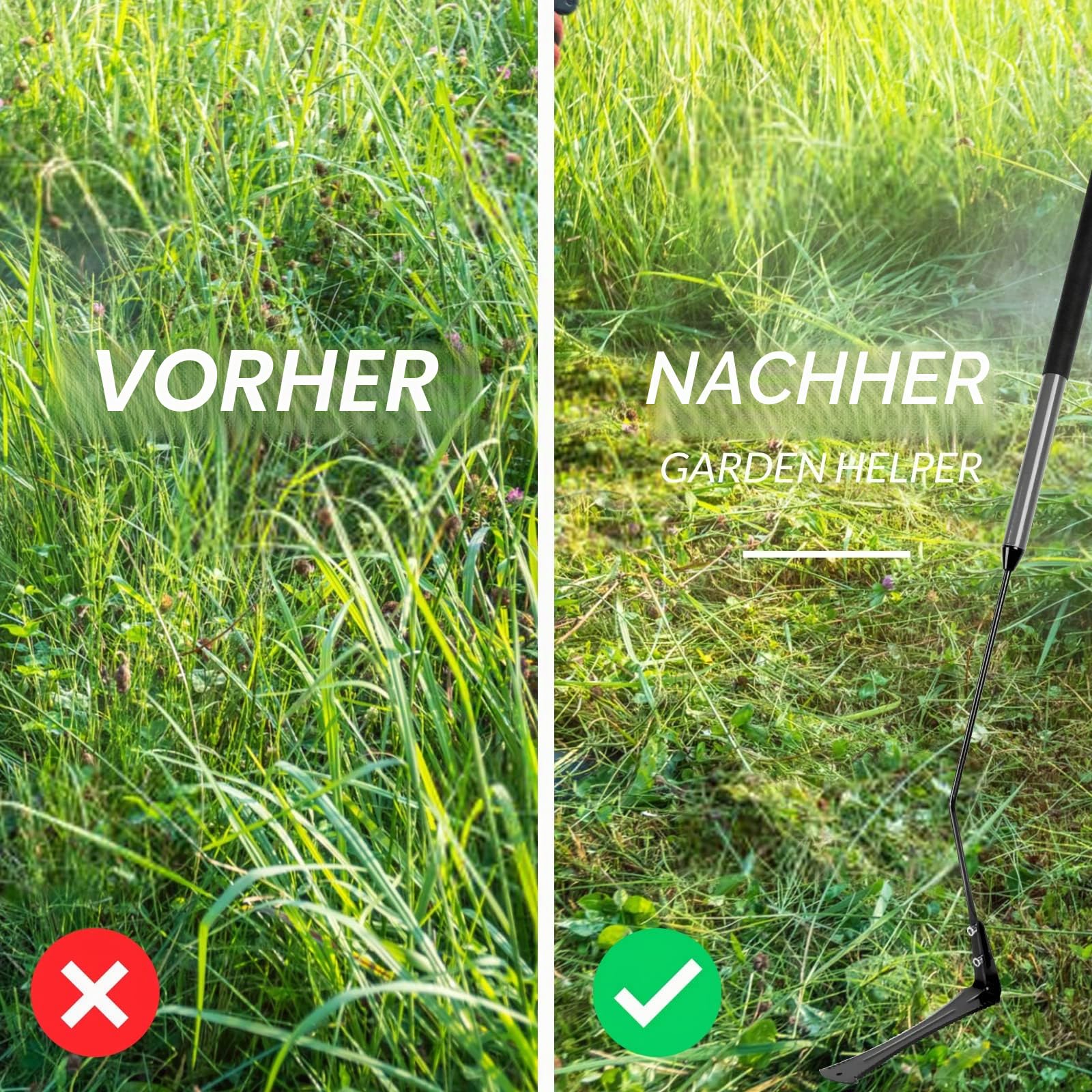 Walensee Sense Sägezahngras Wildwuchssense, Sensensichel für Mähen von Gras Getreide, Unkraut, Handsense, Kleinsense, Gartensense Waldsense Unkraut Sichel mit weichem Gummi für Garten