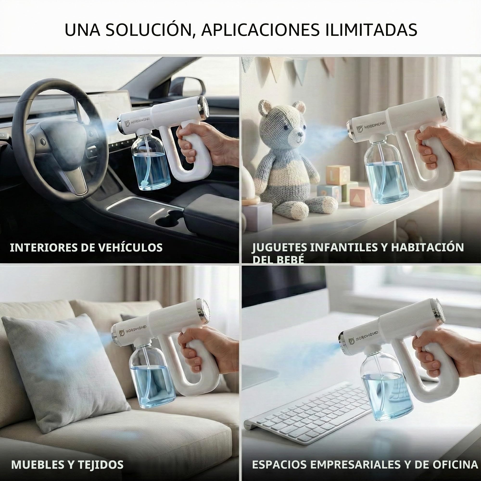 The Original Desinfectant Fogger Machine - Pulverizador desinfectante profesional - Atomizador electrostático ULV y nano pistola de vapor - Pistola de pulverización recargable de peluquero con luz