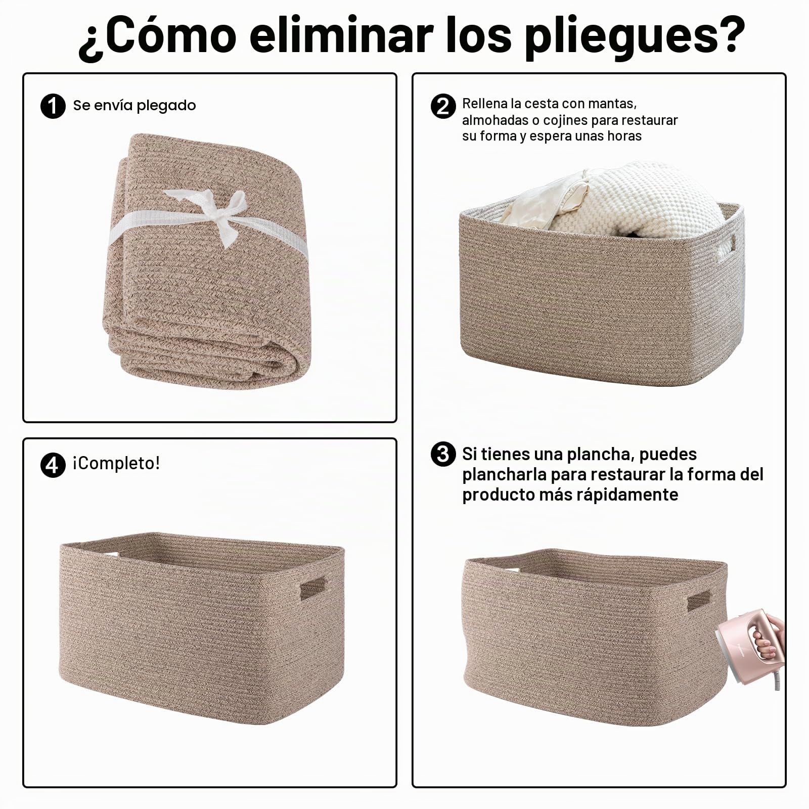 OIAHOMY Cesta grande con asa para almacenamiento de mantas, tejida con cuerda de algodón, 75 litros, 55,88 x 43,18 x 30,48 cm, para sala de estar, para juguetes, habitación infantil, marrón veteado