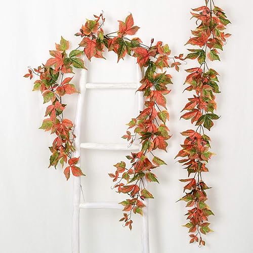 Miniatura 3 de Lvydec Paquete de 2 guirnaldas de arce de otoño, 6.5 piespieza, guirnalda artificial de follaje de otoño, decoración de otoño para el hogar, boda,