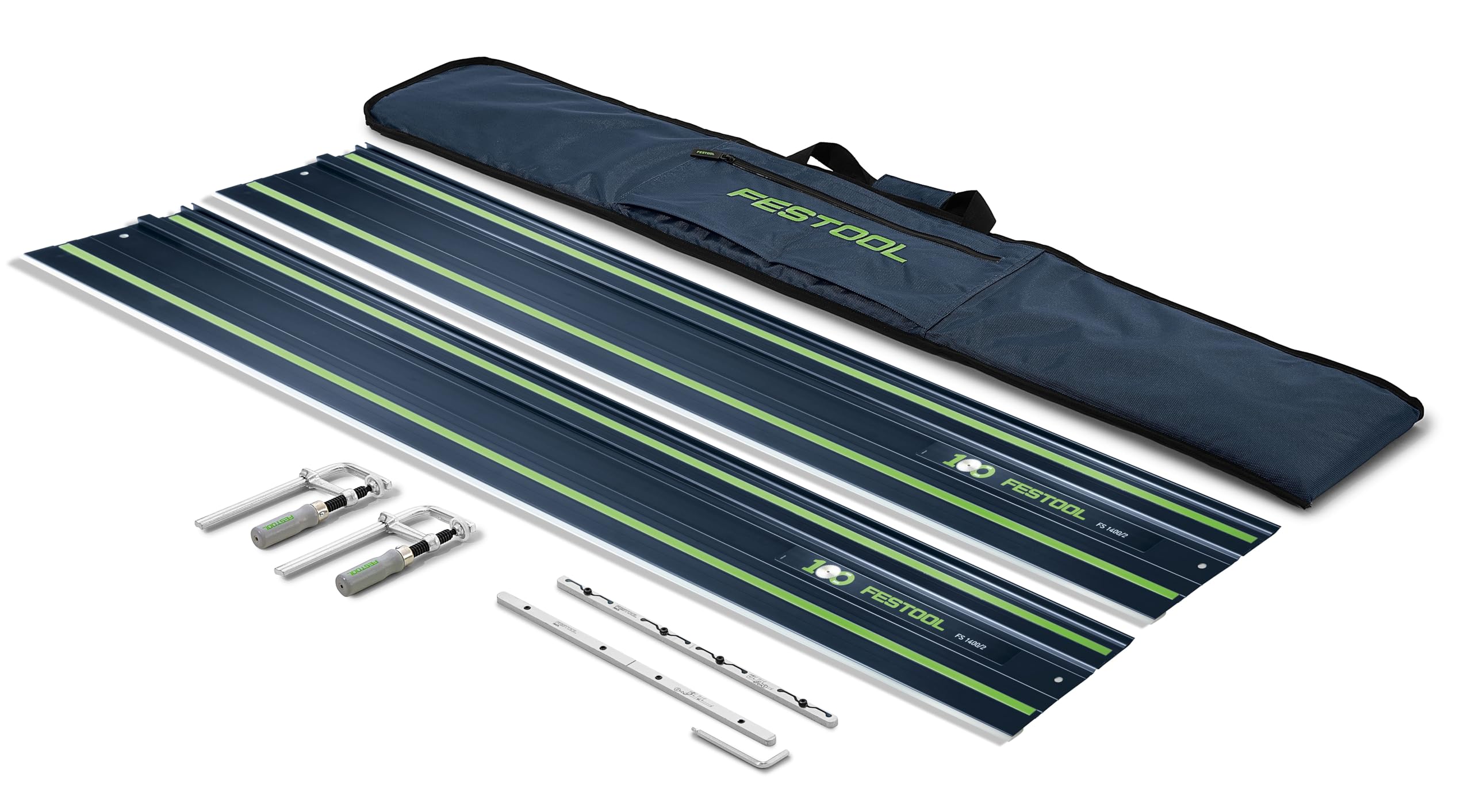 Festool FS 1400/2 BL-Set Rail de Guidage - Edition Limitée 100 Ans | 2 rails 1 400 mm, raccord auto-alignant, housse de transport incluse - design bleu anniversaire