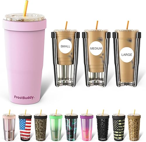 Frostbuddy - Vaso térmico para bebidas calientes y frías, de acero inoxidable de 30 onzas (30 onzas para llevar Buddy  Negro)