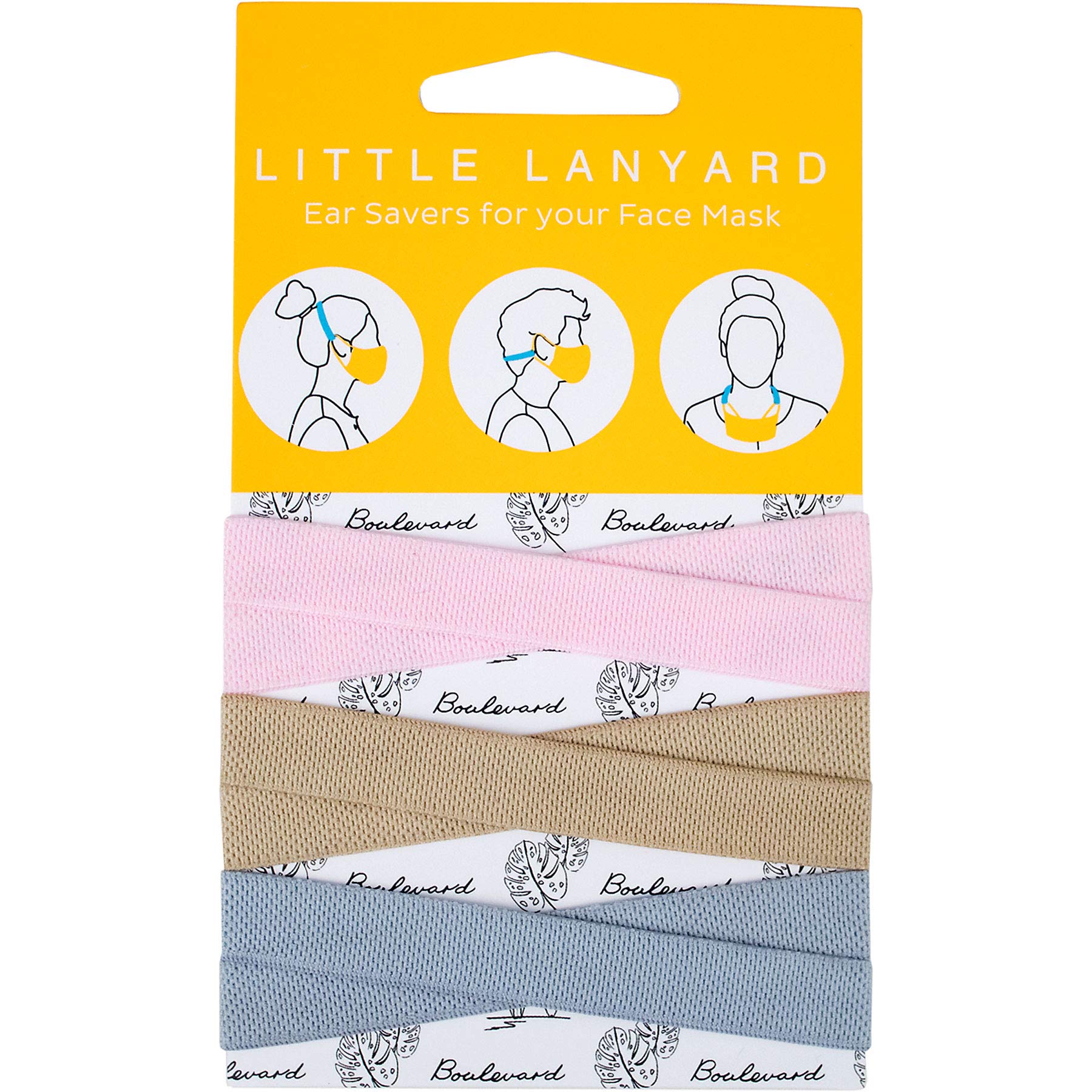 Little Lanyard Adjustable Elastic Mask Strap 3 Piece Set - Sunset