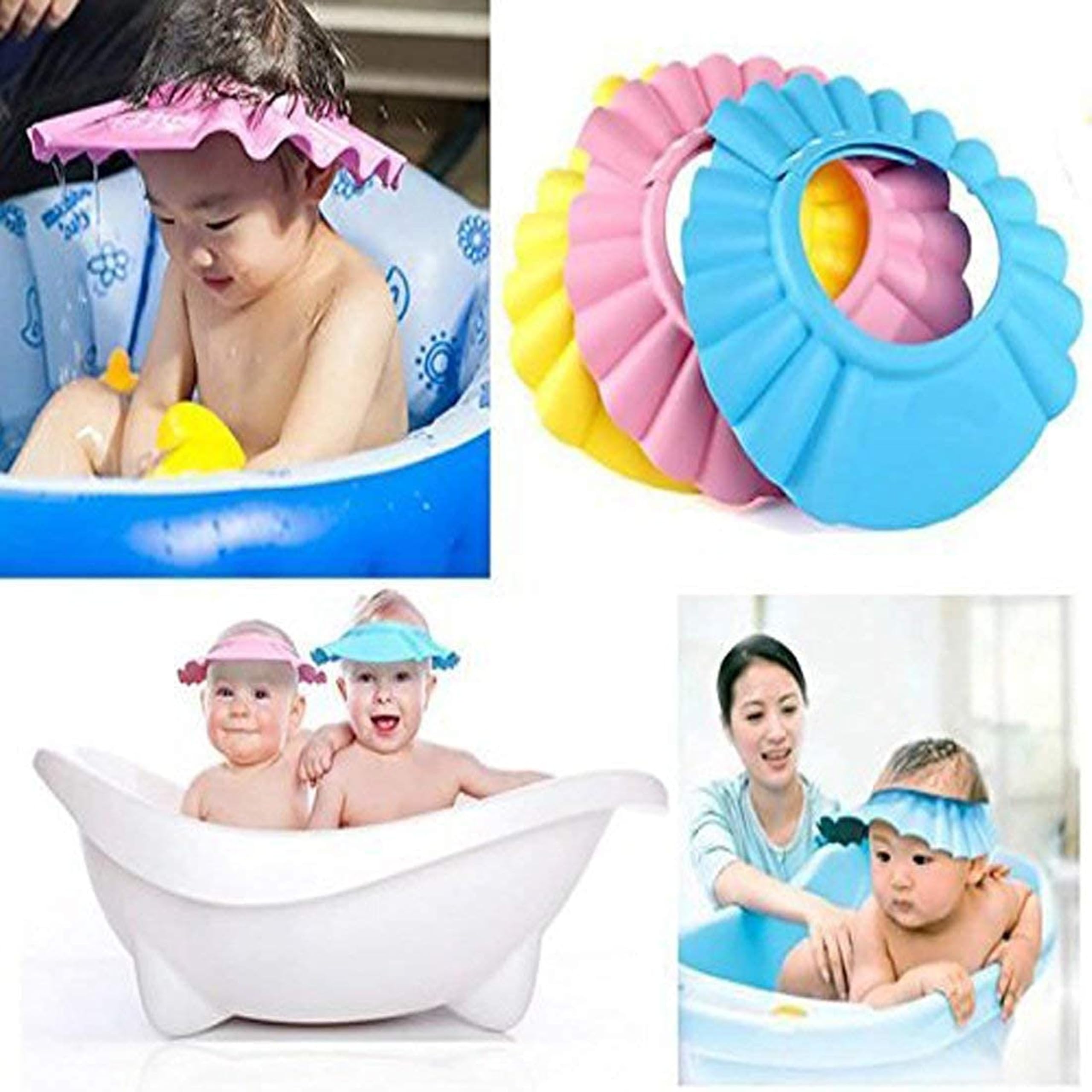 Concepta Baby bath Shower Cap,Bath Visor hat for Eye and Ear wash Protection,Adjustable Silicone Bathing Crown Waterproof Shampoo hat for Washing Hair, Shower Bathing Protection Bath Cap for Toddler, Baby, Kids, Children (Pack of 1 Pis) - Image 4 thumbnail