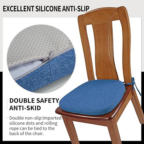 Miniatura 6 de SINOSSO 1 paquete de cojines de espuma viscoelástica para silla de comedor, tela tejida amigable de 16 pulgadas en forma de U, cómoda almohadilla