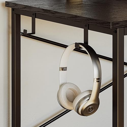 Miniatura 6 de IRONCK Escritorio para computadora de 55 pulgadas con toma de corriente y estantes de almacenamiento, mesa de escritura de estudio con puertos USB,