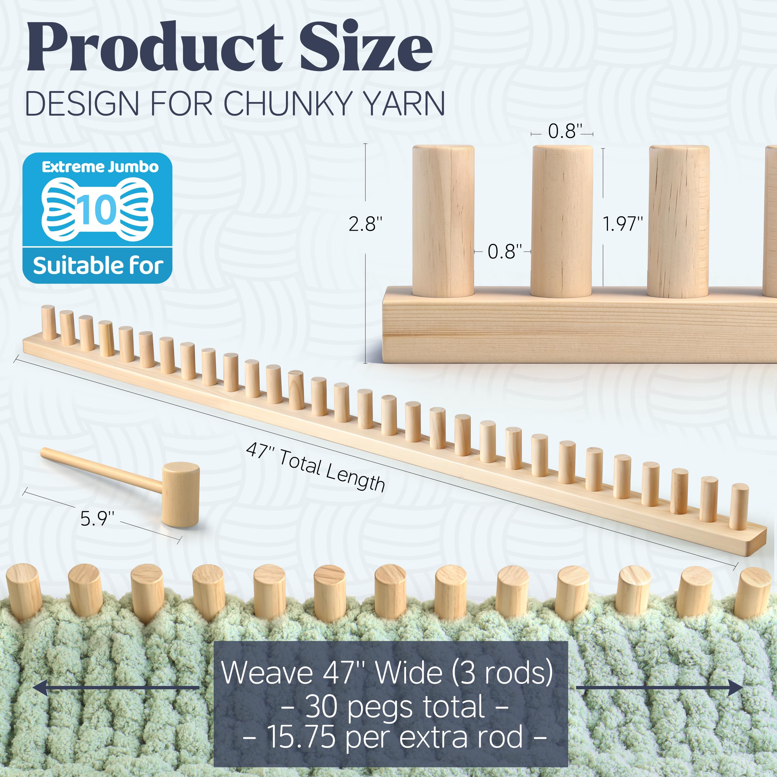 47" Chunky Blanket Loom, Adjustable Size Loom for Chunky Blanket, Knitting Loom Kit No Needles Required, Gift for DIY Craft Enthusiasts, Beginner Friendly Yarn Craft - 3