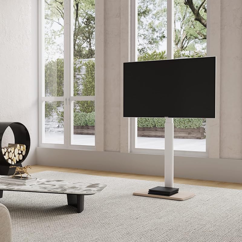 FITUEYES Swivel TV Stand for 32-75 Inch TVs with Height Adjustable, White image 2