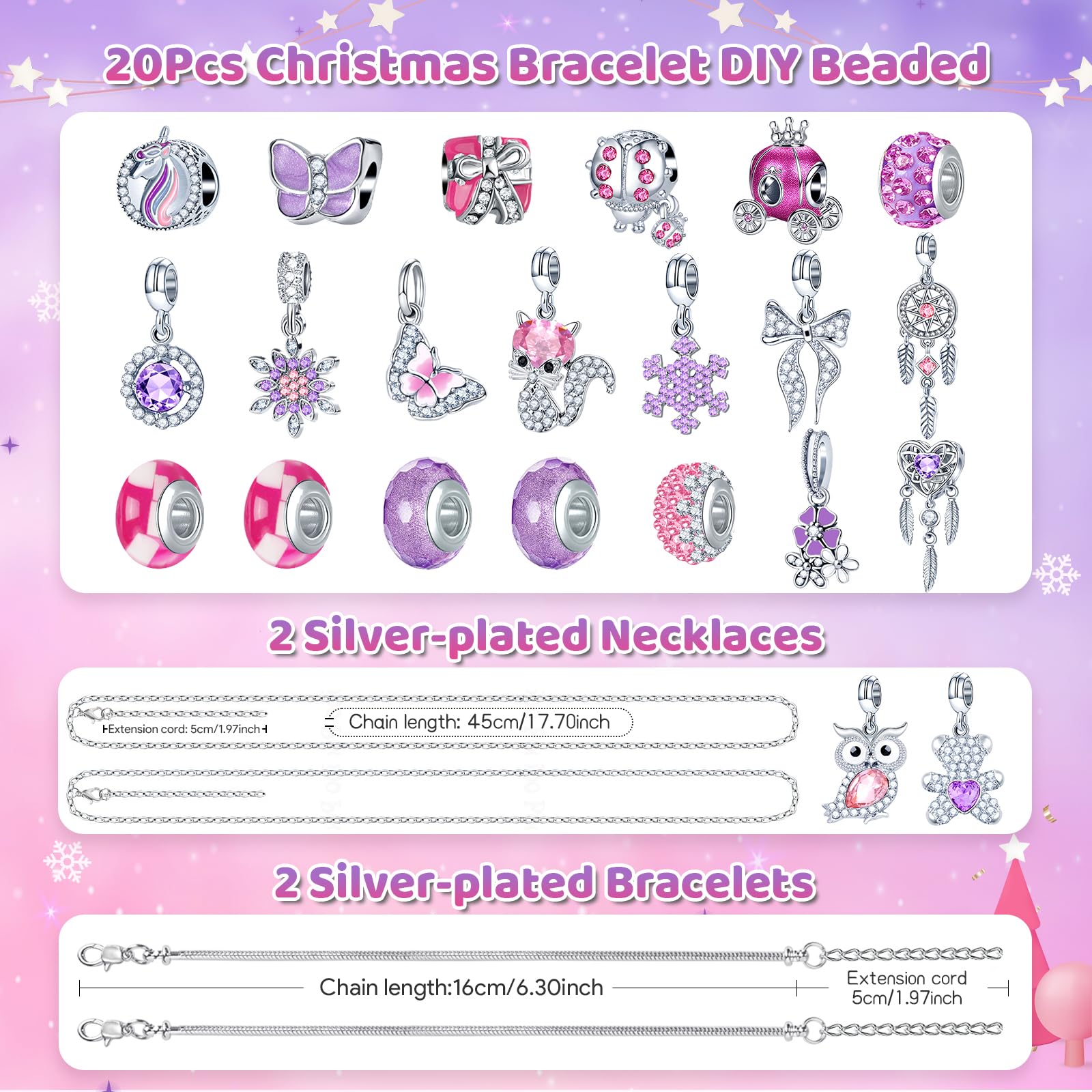 PITMT Calendario Avvento 2025 Bambina, Calendario dell Avvento Gioielli Bambini Ciondoli Fai da Te, Calendari Natale Braccialetti Charms Collane Regalo Natale Ragazza 5 6 7 8 9 10 11 12 13 14 15 Anni