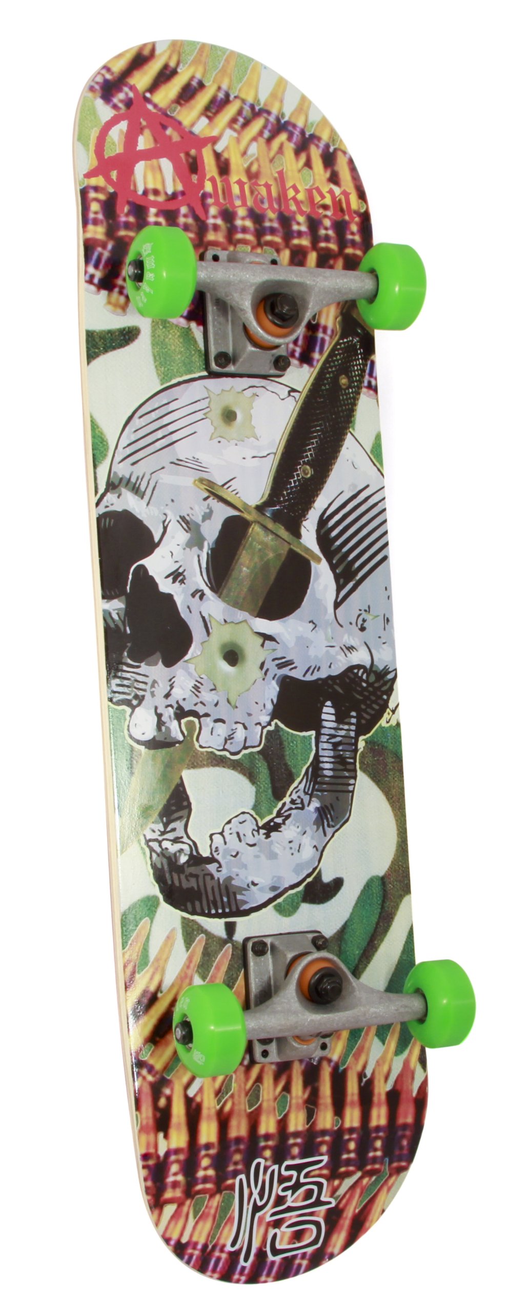 Awaken Complete with Skull and Knife Design Skateboard, 8-Inch