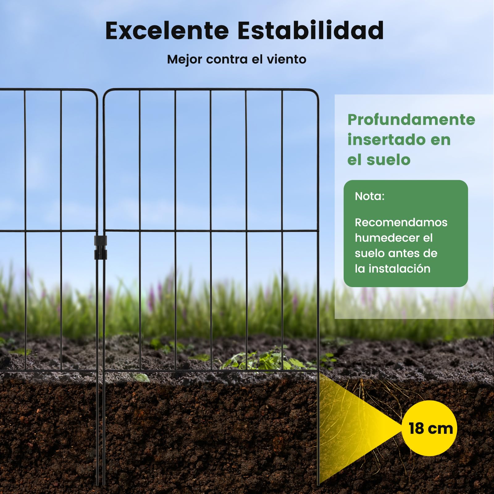 COSTWAY 25PCS Vallas Decorativas para Jardín, Valla de Barrera de Animales de 825 cm(L) x 60 cm (AN), Valla de Alambre Metálico Plegable para Borde de Cama de Flores y Decoración de Patio (25 piezas)