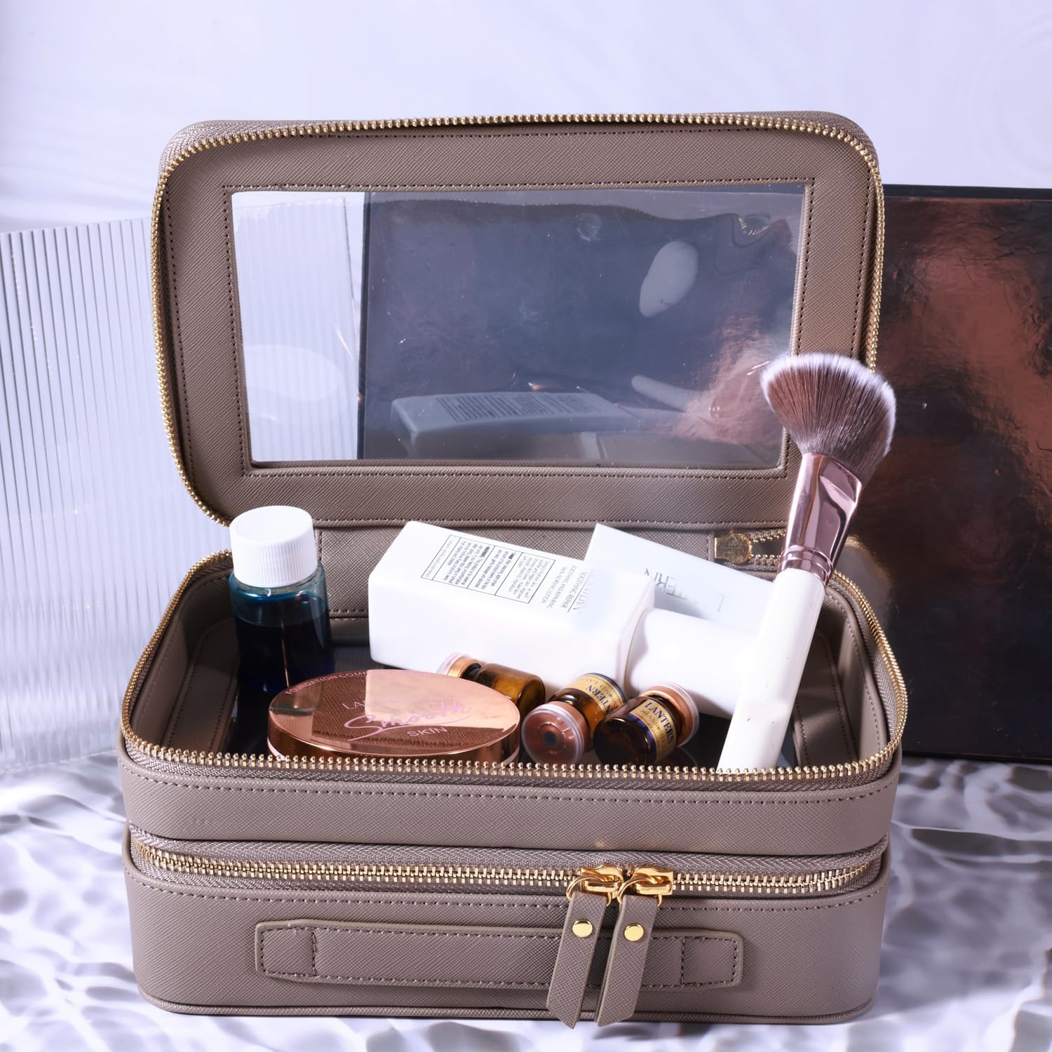SANHECUN SHC-TL-2 - Neceser de viaje transparente para accesorios de viaje, bolsa de maquillaje (gris, SHC-TL-2)