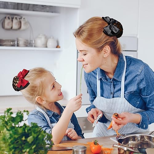 Miniatura 6 de TXIN 3 piezas de redecilla para el cabello, malla para moño, malla de punto, lazo, decoración de pasador, pinzas para el cabello para mujer, malla