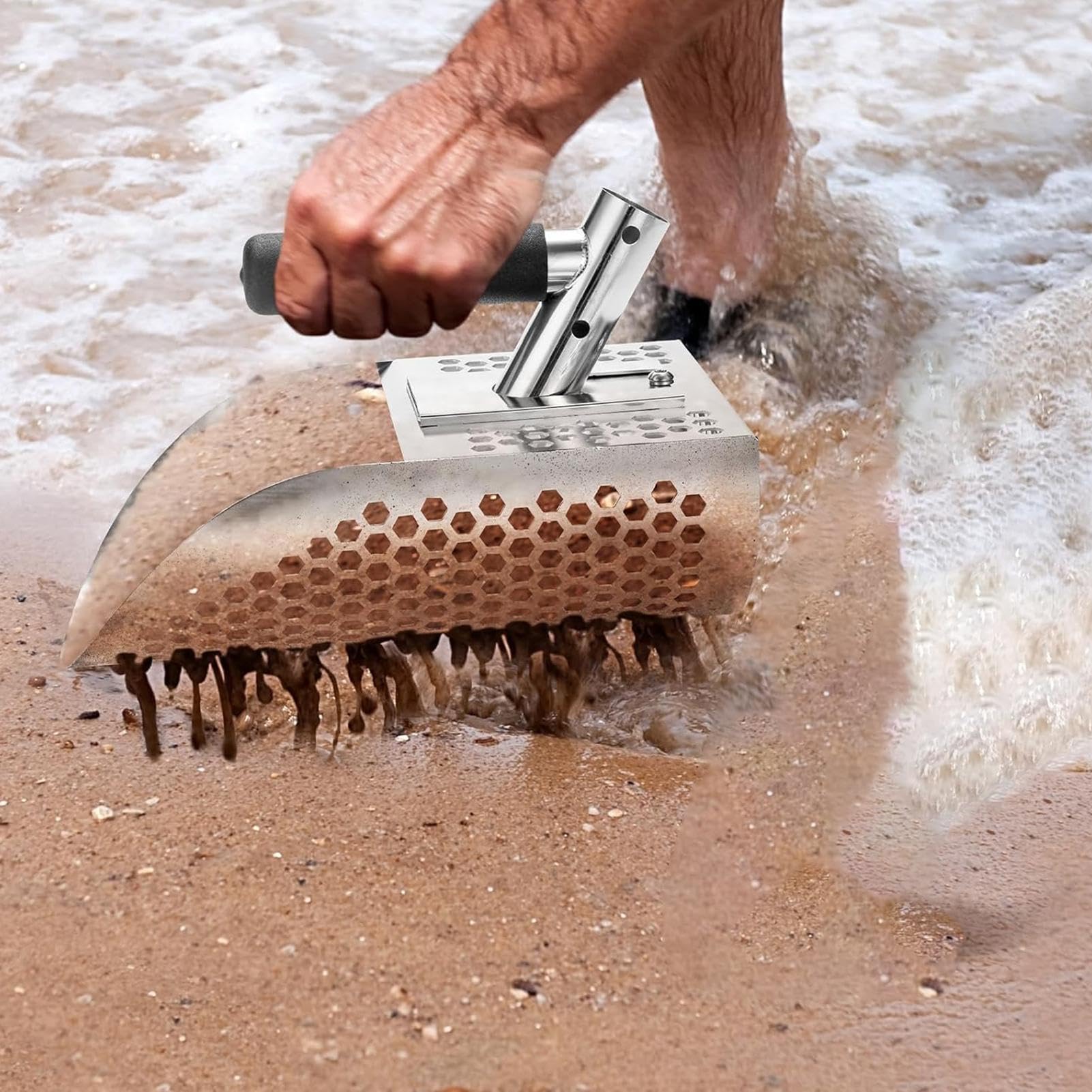 Pala per sabbia da spiaggia per carichi pesanti, per la ricerca del metallo, per adulti, hobbisti, studenti archeologici, parchi, laghi, cortili, multiuso, per interni ed esterni