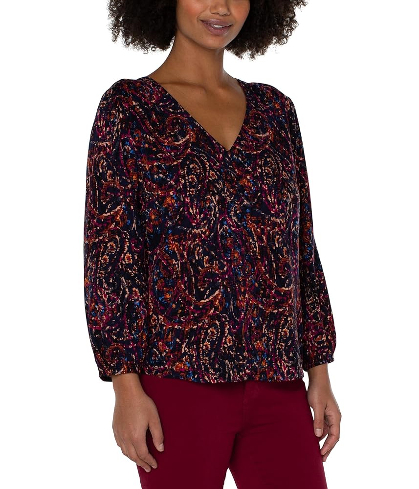 トップス true love Attitudes by Renee Knit Textured Wave 3/4 Sleeve Top - QVC.com