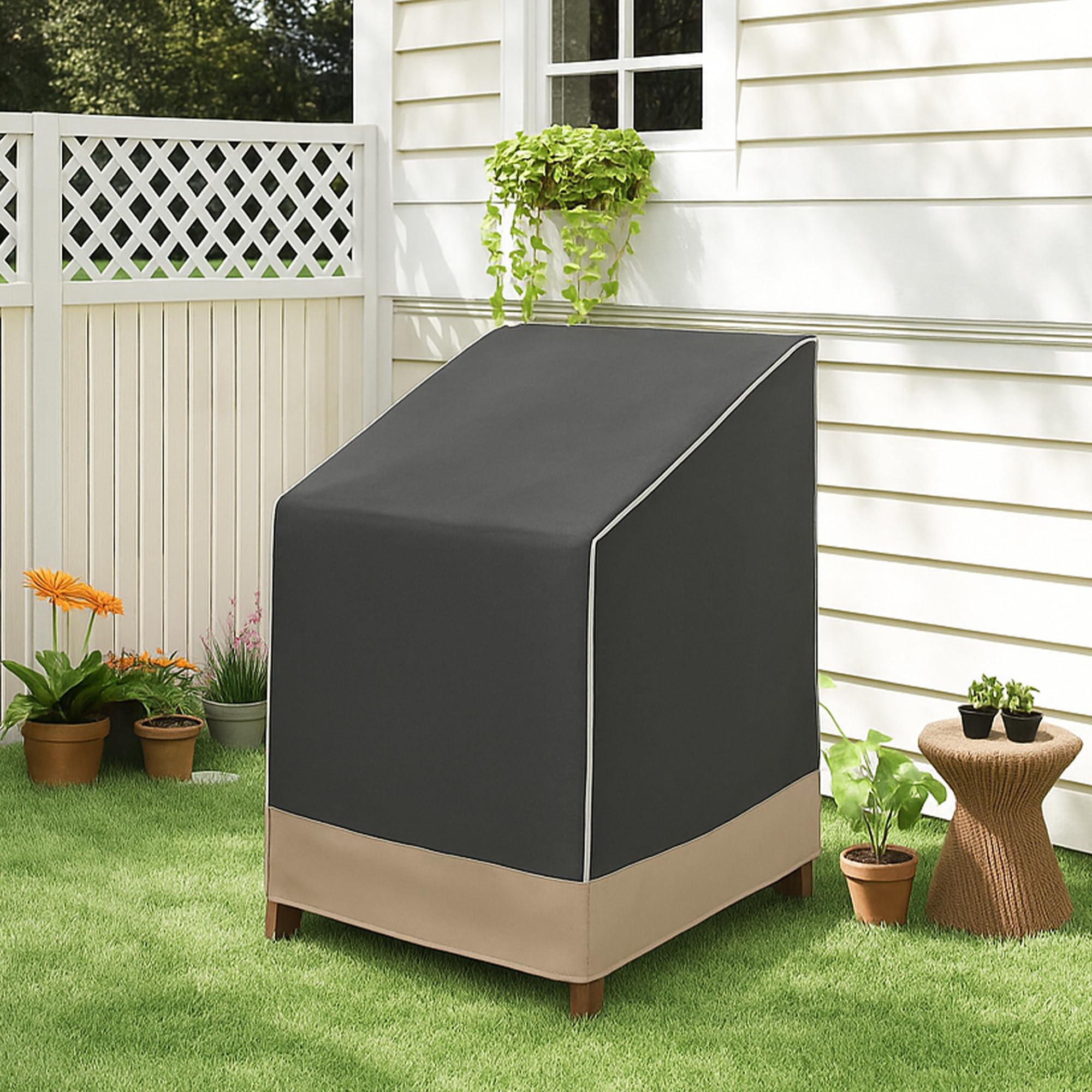 Abdeckung Gartenstühle Wasserdicht 420D Oxford Gewebe, Winterfest, UV-Beständiges Schutzhülle für Stapelstühle mit Aufbewahrungstasche,Abdeckung für Gartenstühle(75x78x65/110cm)